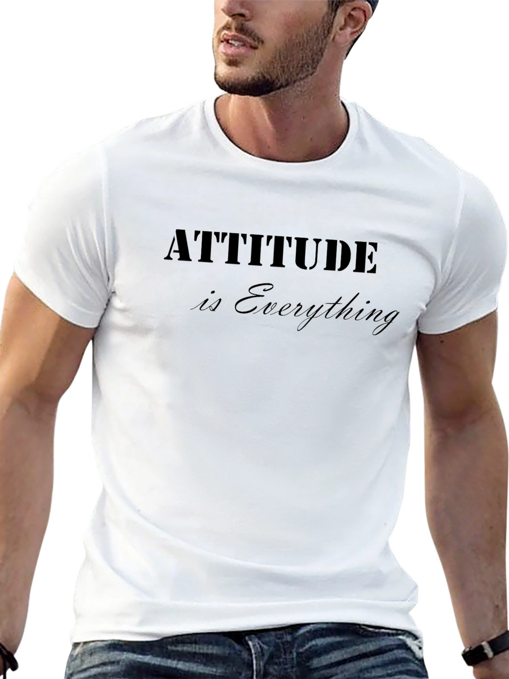 Attitude is Everything Black Graphic T-Shirt