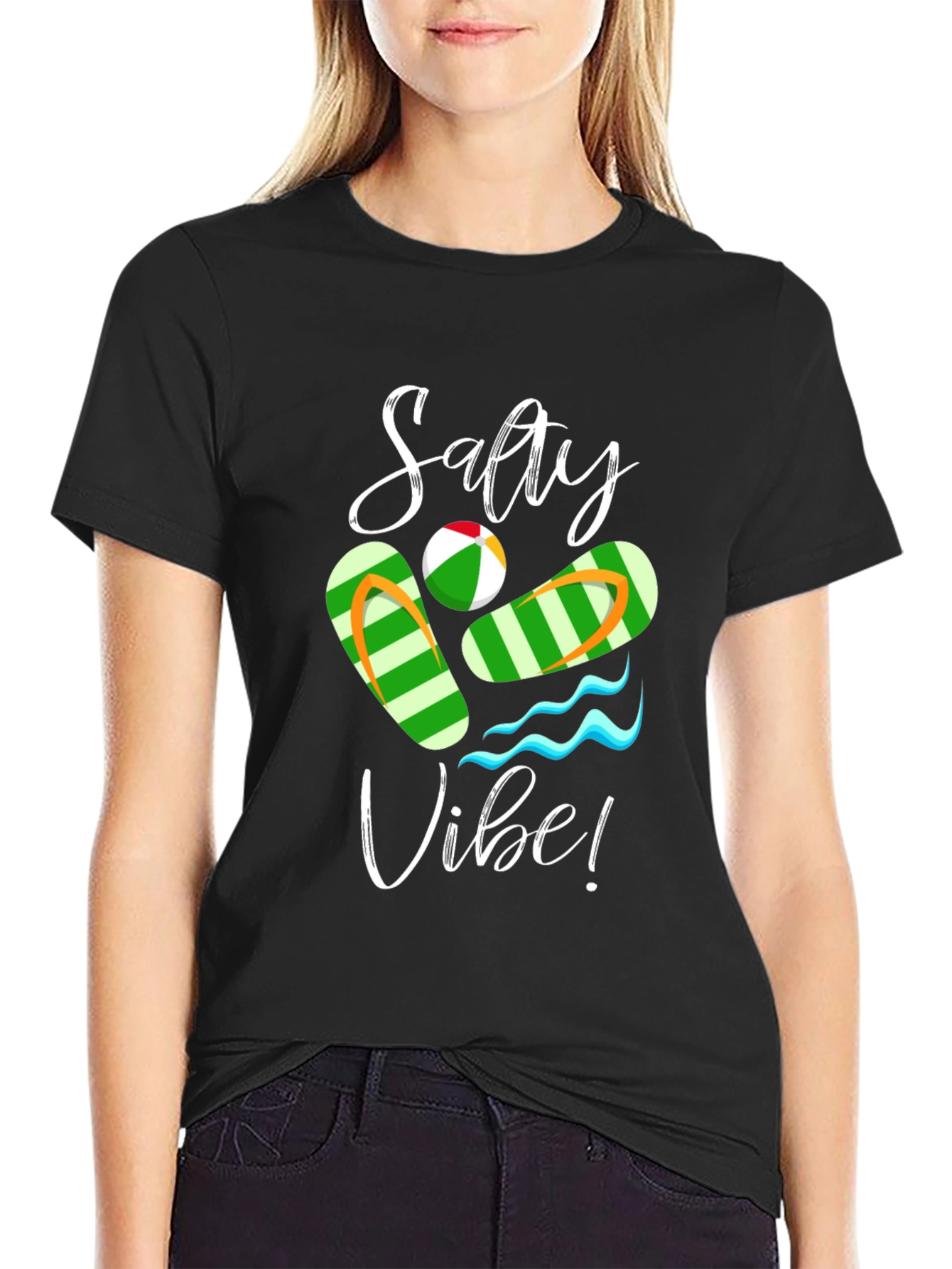 Salty Vibe Black Graphic Tee
