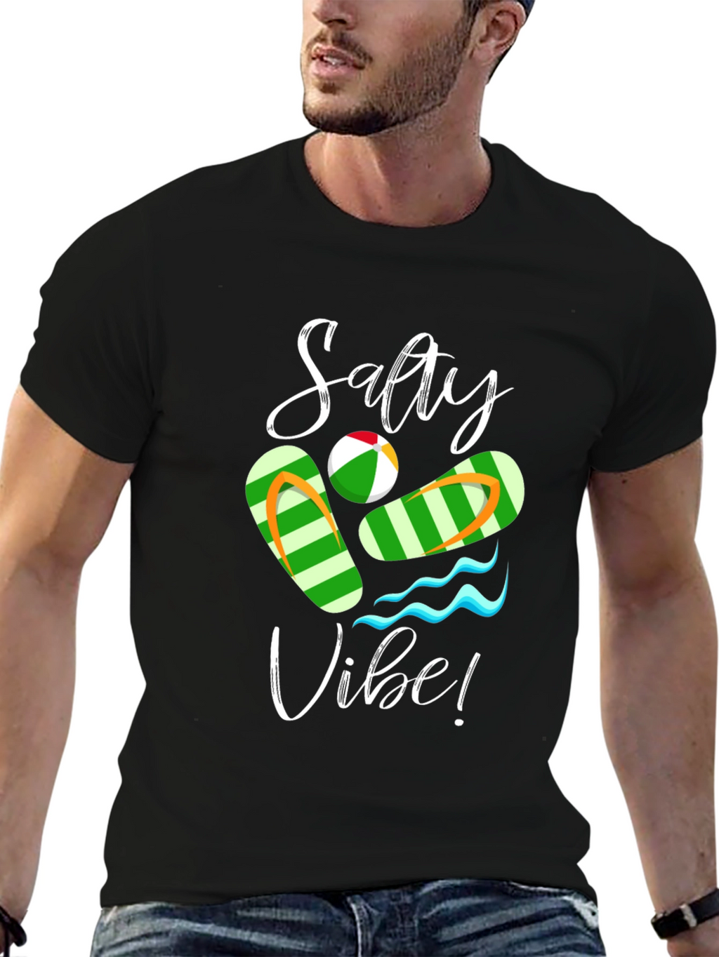 Salty Vibe Black Graphic Tee