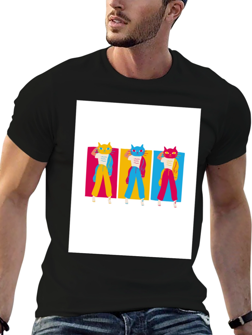 Retro Cat Trio T-Shirt - Cool Graphic Tee