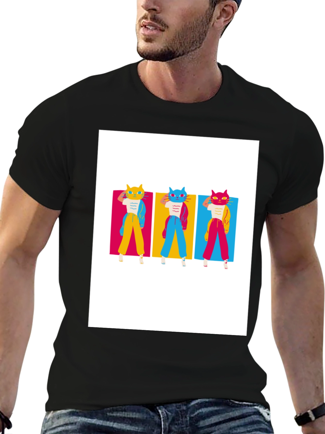 Retro Cat Trio T-Shirt - Cool Graphic Tee