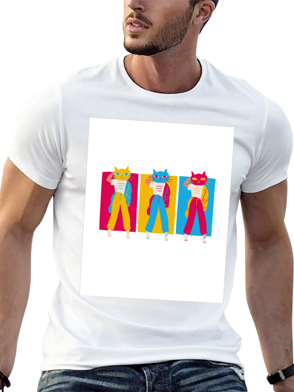 Retro Cat Trio T-Shirt - Cool Graphic Tee