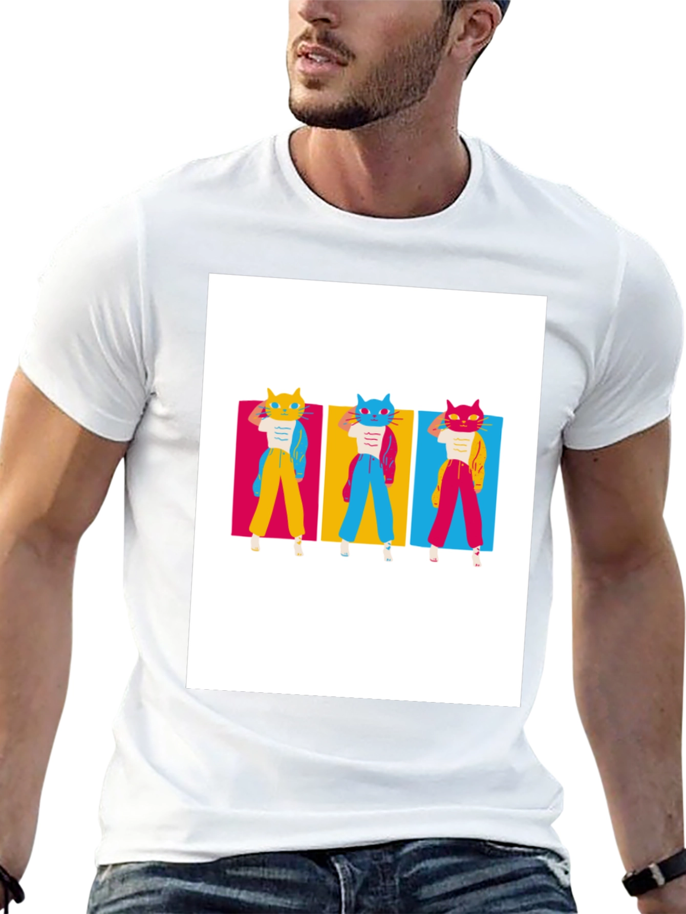 Retro Cat Trio T-Shirt - Cool Graphic Tee