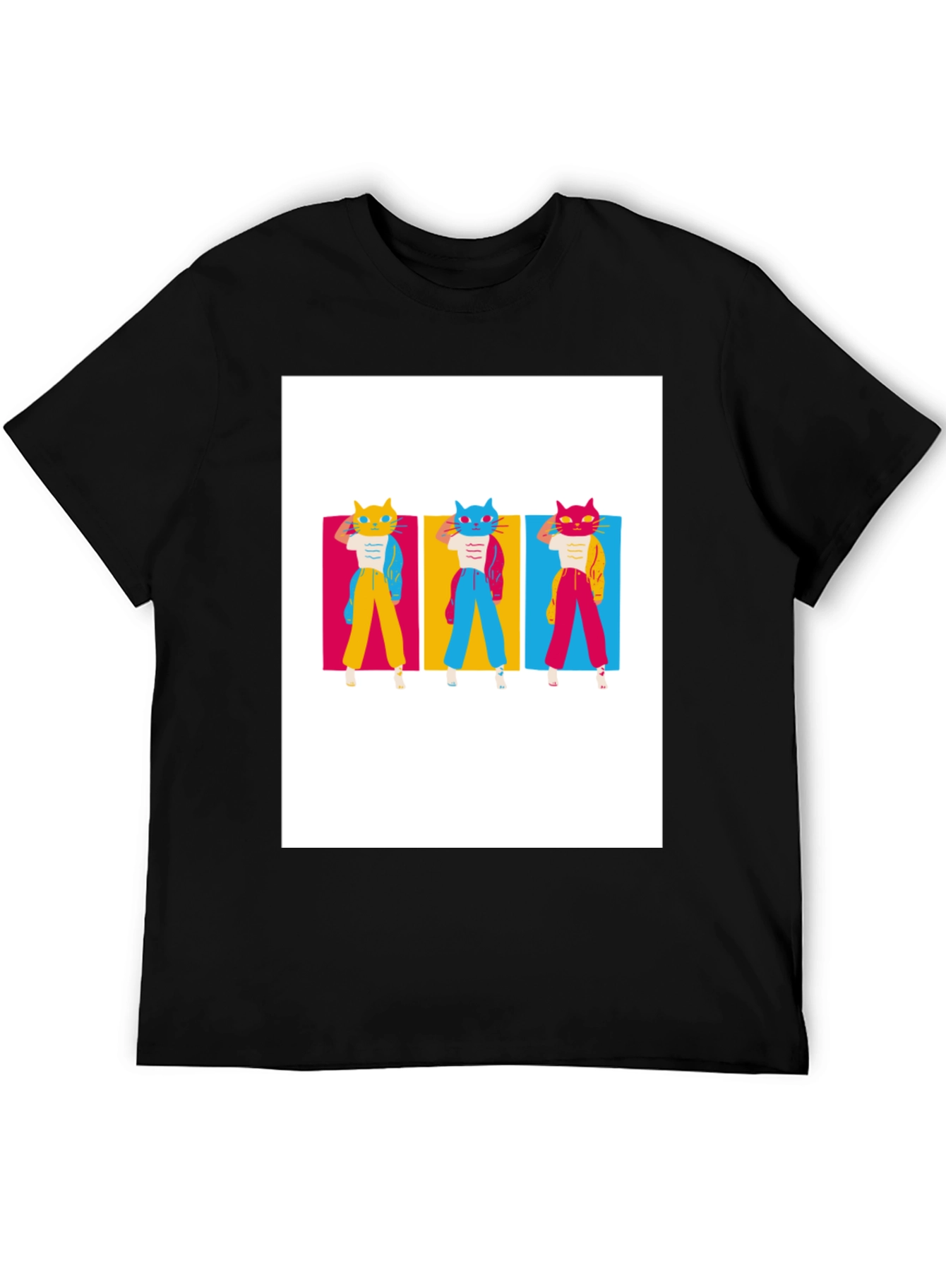 Retro Cat Trio T-Shirt - Cool Graphic Tee