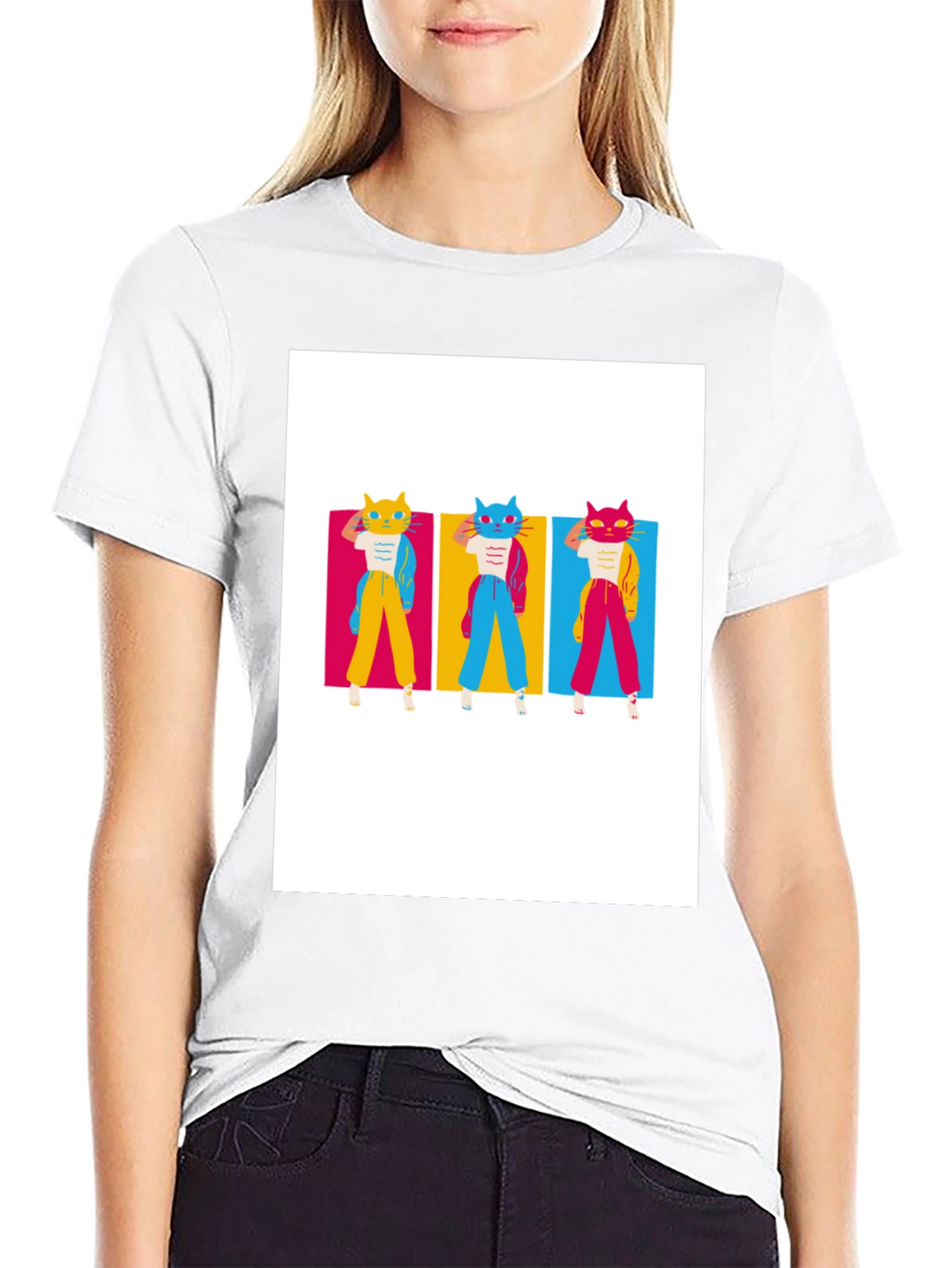 Retro Cat Trio T-Shirt - Cool Graphic Tee