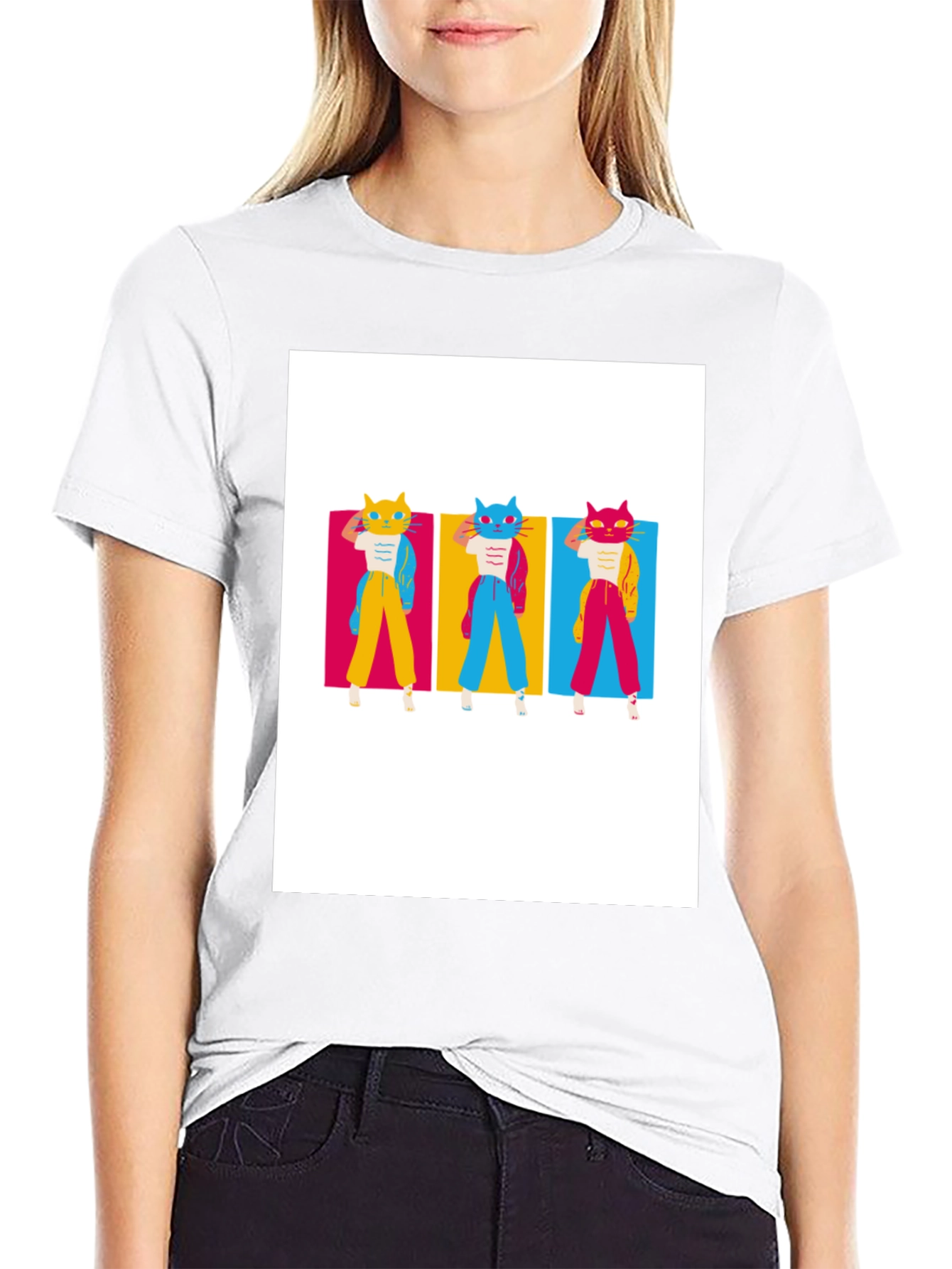 Retro Cat Trio T-Shirt - Cool Graphic Tee