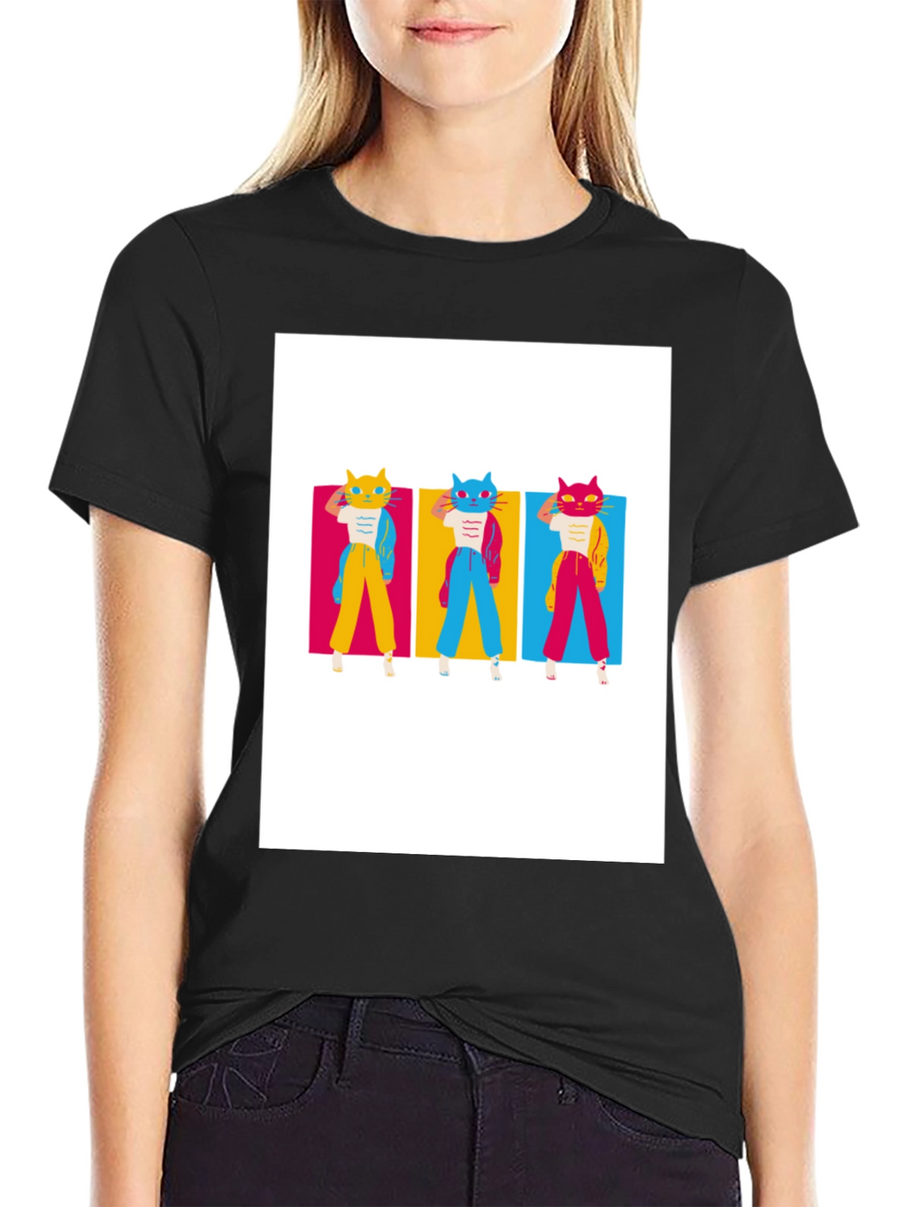 Retro Cat Trio T-Shirt - Cool Graphic Tee