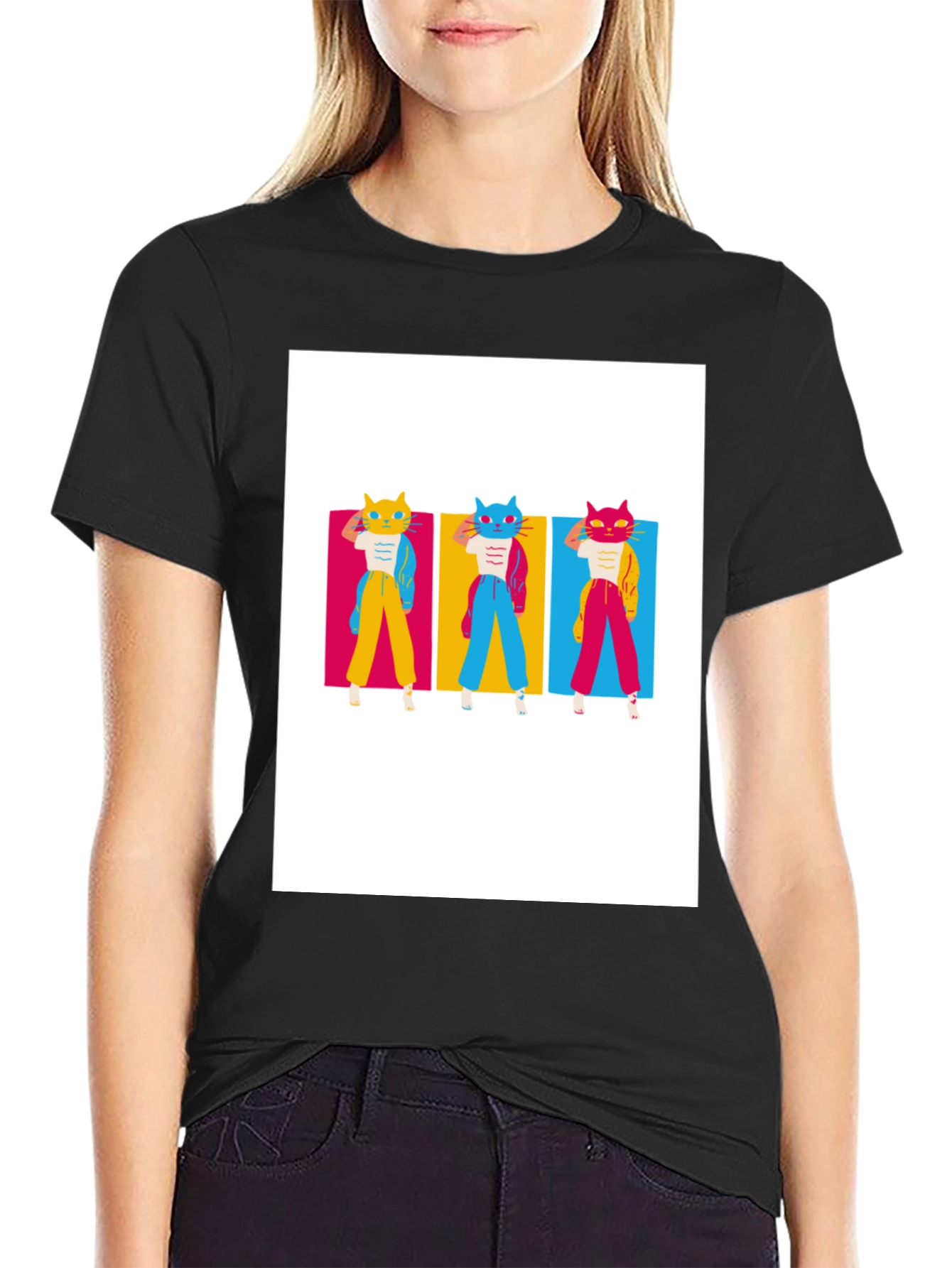 Retro Cat Trio T-Shirt - Cool Graphic Tee
