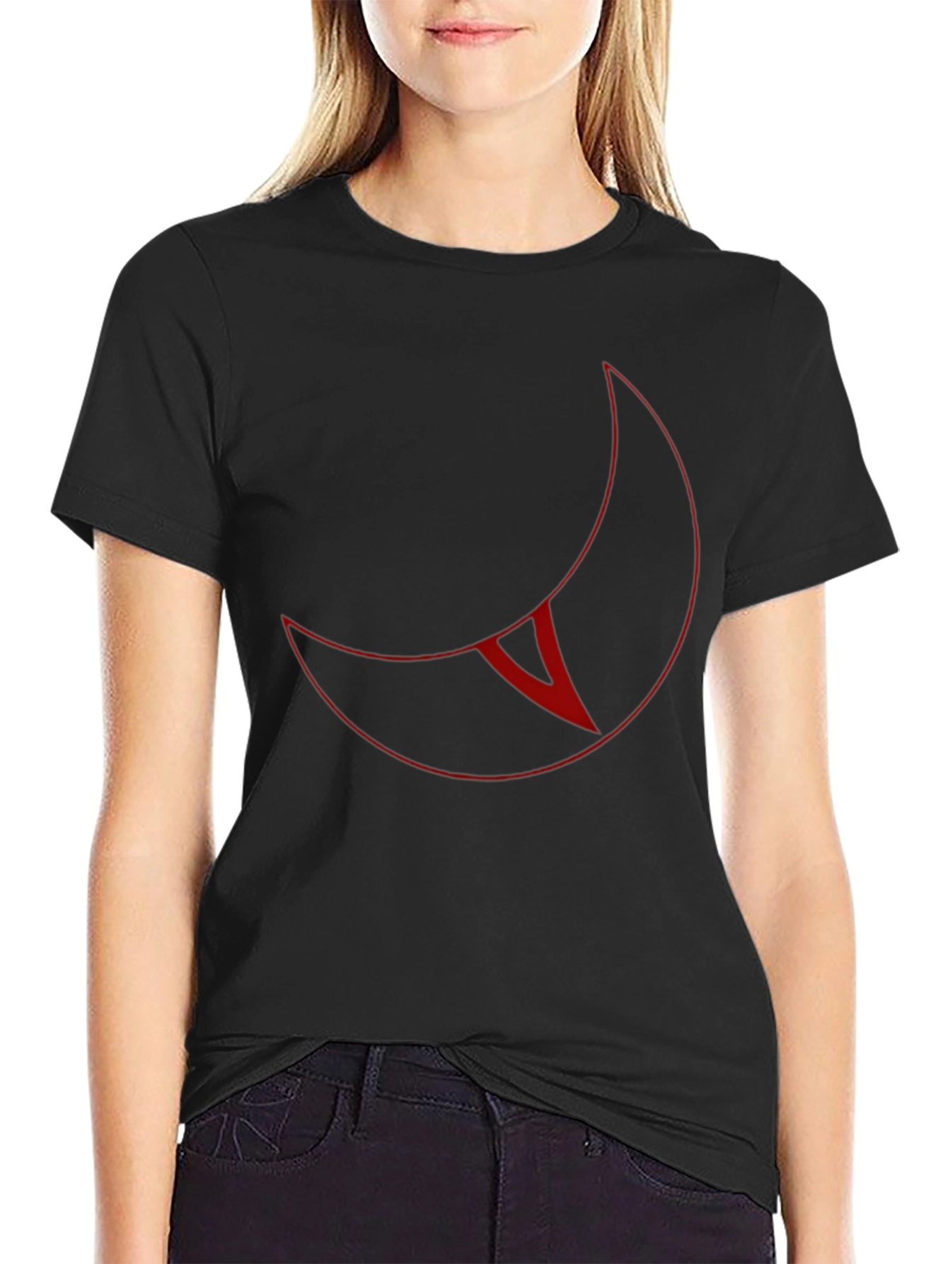 Crescent Moon Graphic T-Shirt - Black