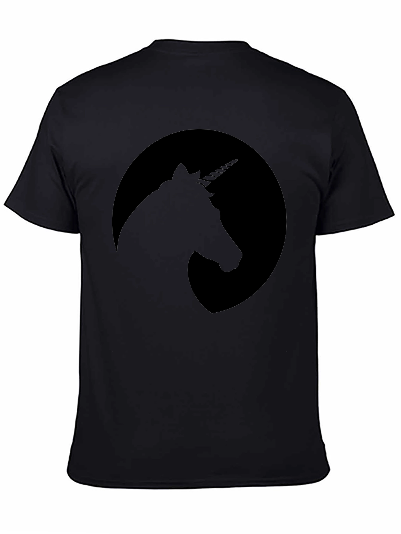 Unicorn Silhouette Graphic Tee - Black Crew Neck T-Shirt