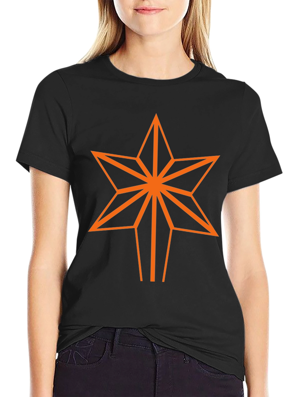 Geometric Star Graphic Tee - Black