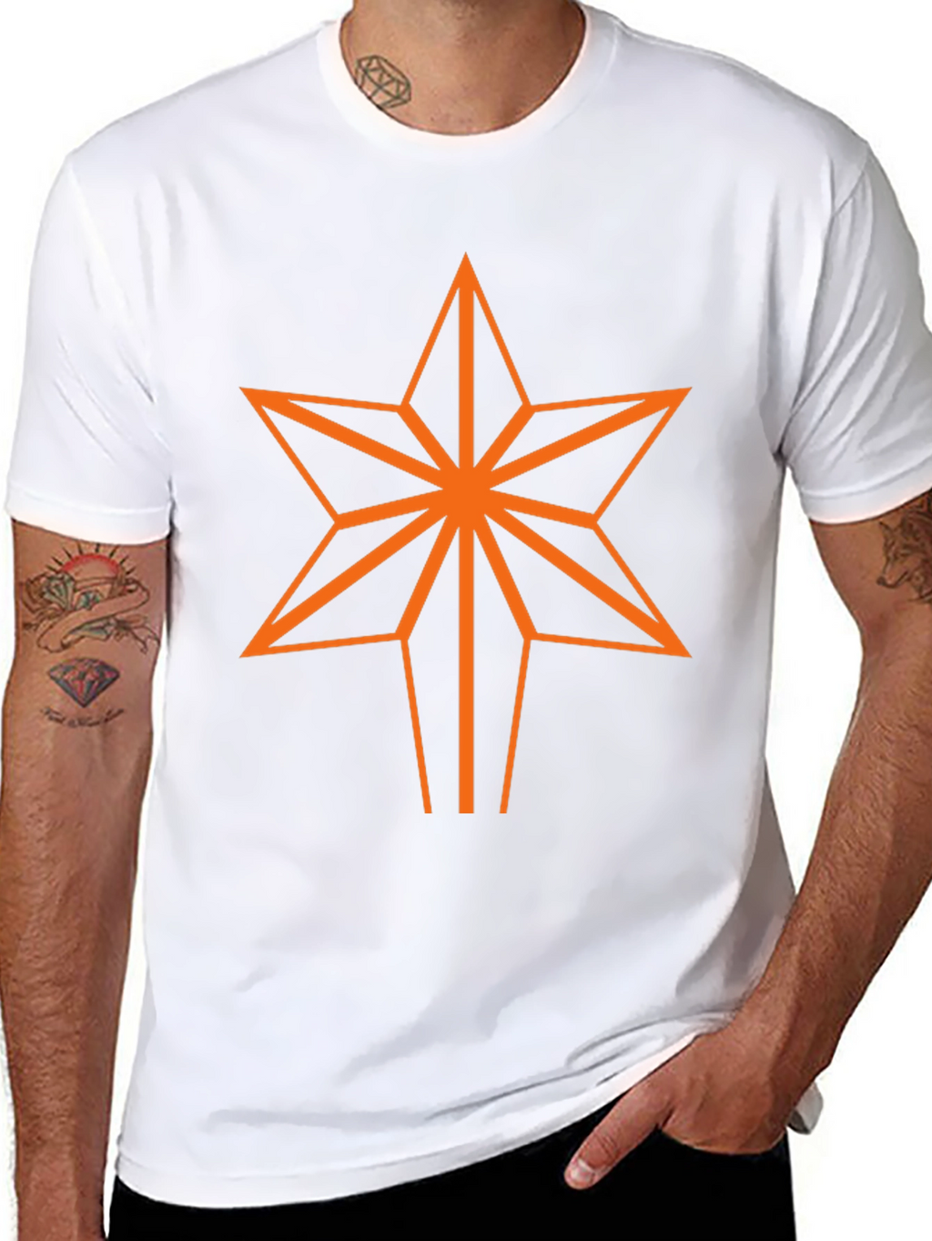 Geometric Star Graphic Tee - Black