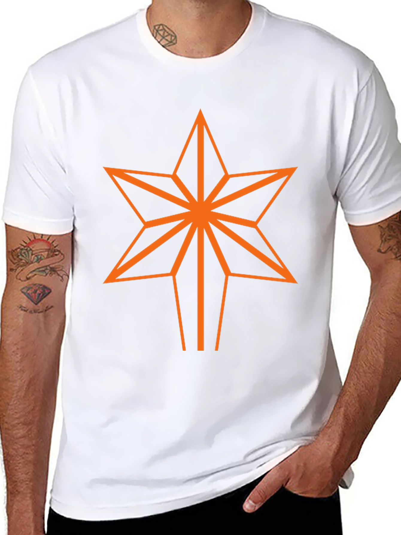 Geometric Star Graphic Tee - Black