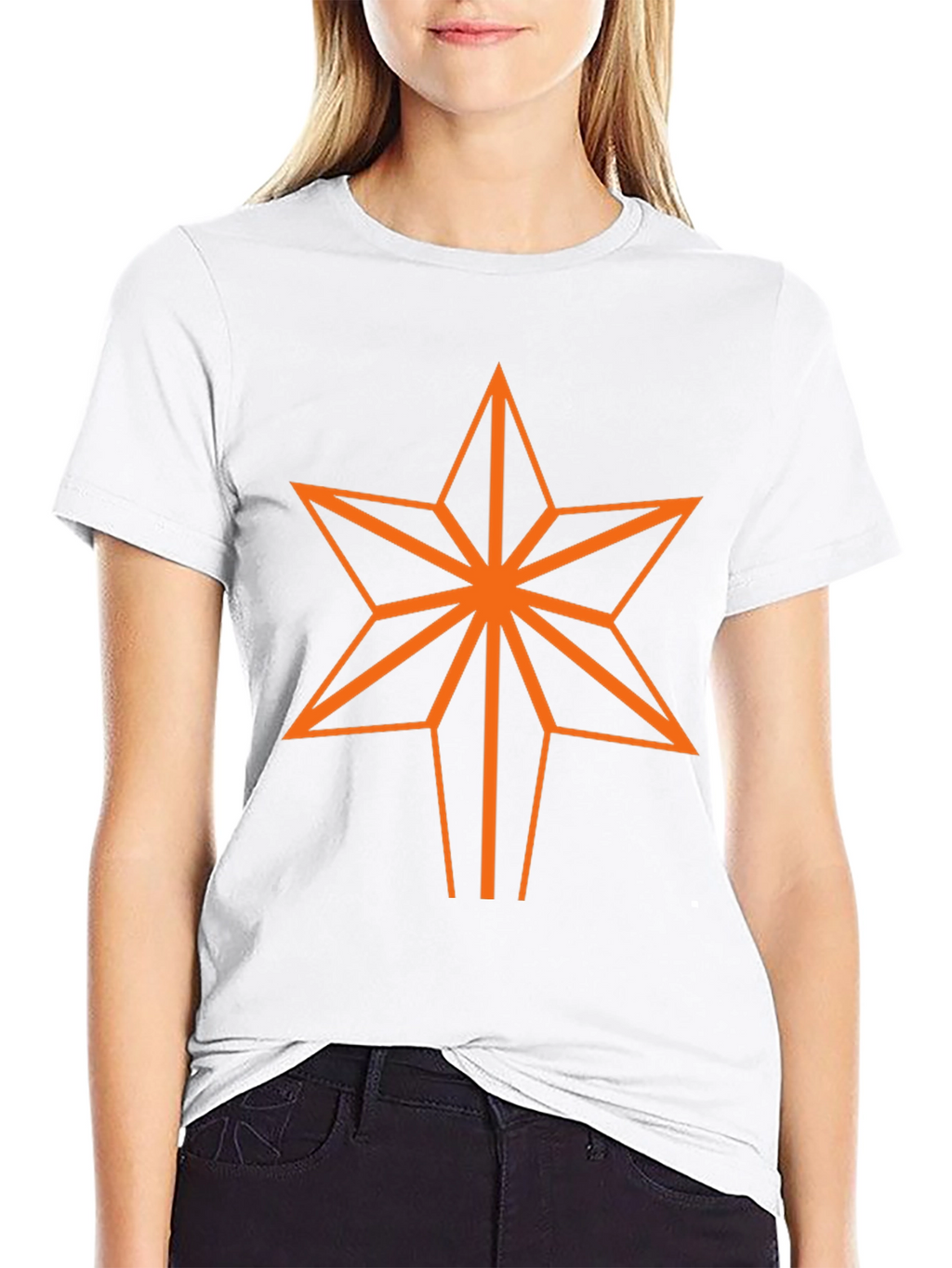 Geometric Star Graphic Tee - Black