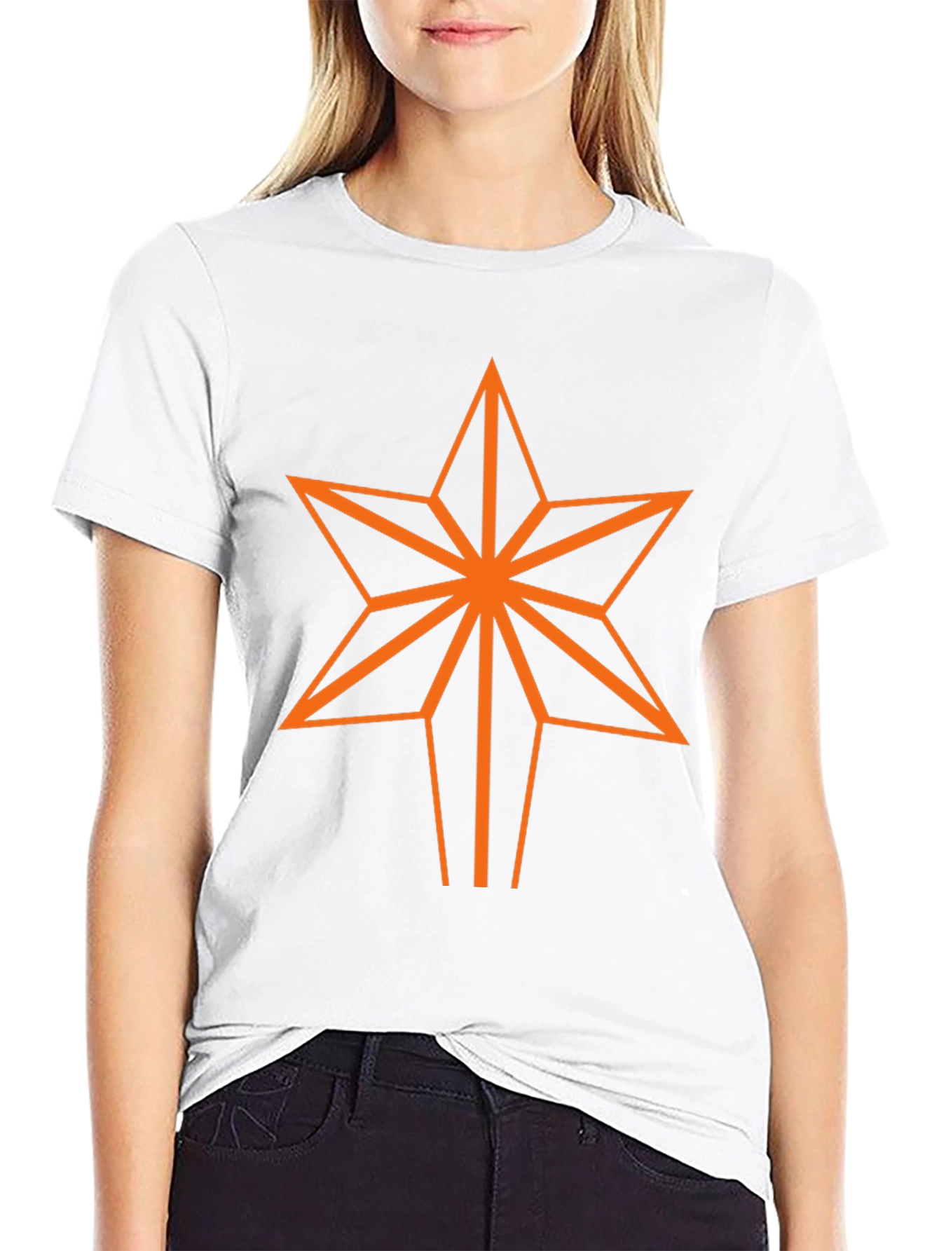 Geometric Star Graphic Tee - Black