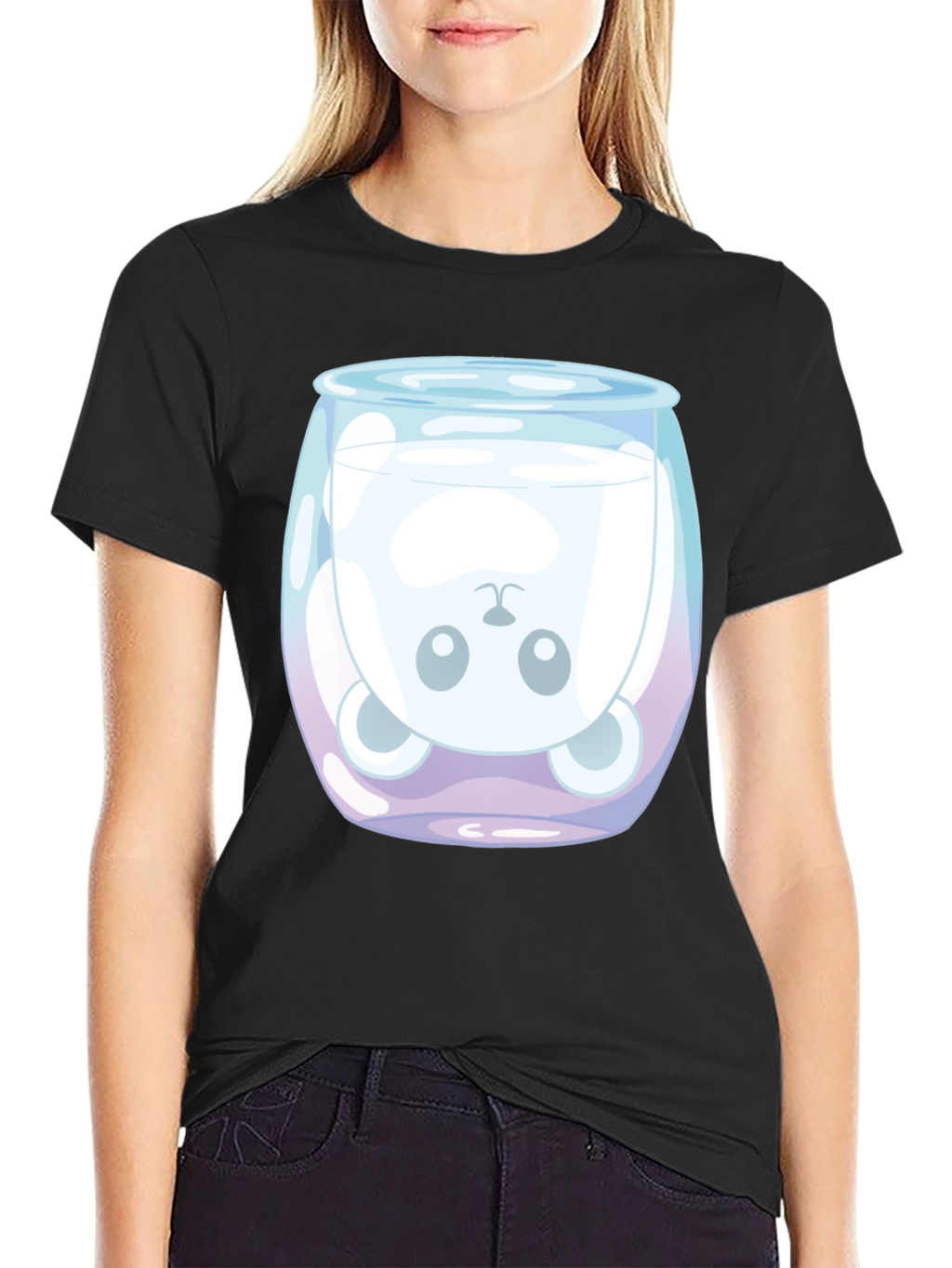 Cute Bear in Milk Glass Graphic T-Shirt
