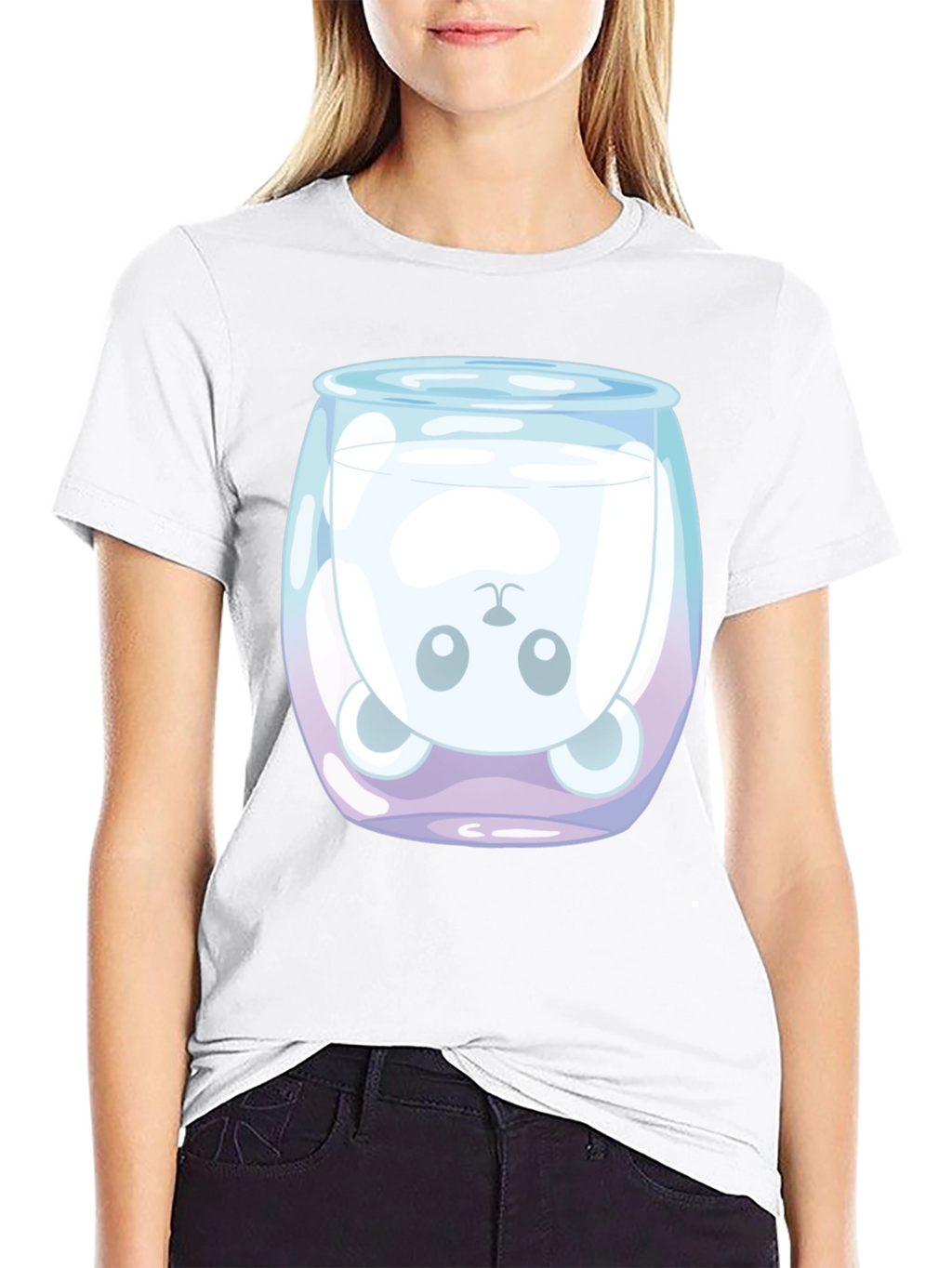 Cute Bear in Milk Glass Graphic T-Shirt