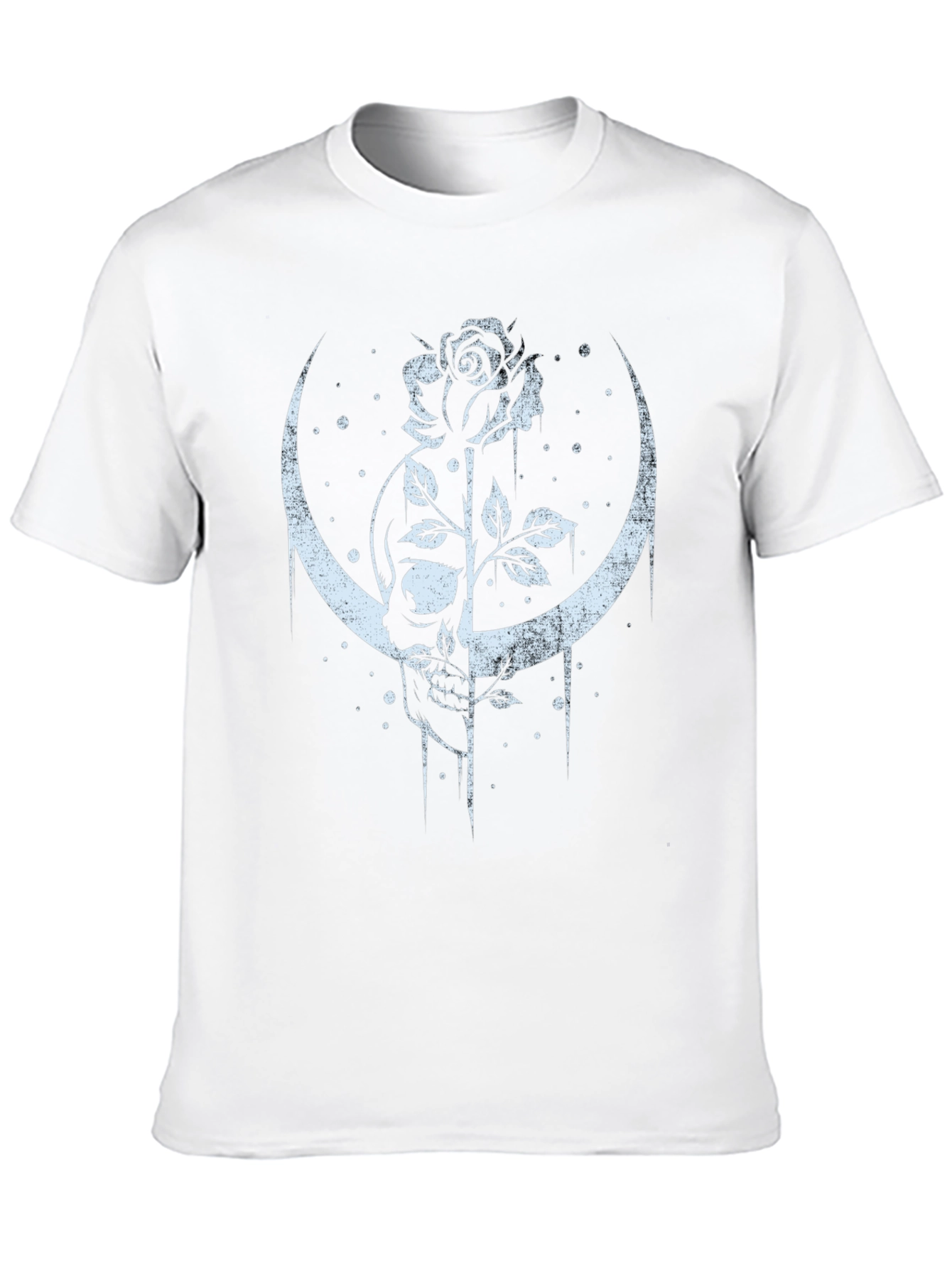 Skull and Rose Graphic Tee - Crescent Moon Design