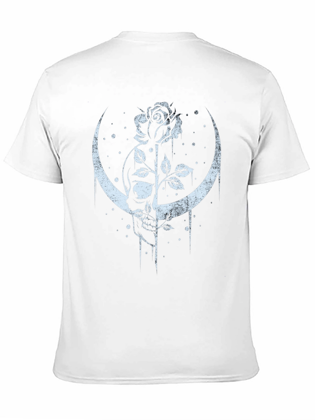 Skull and Rose Graphic Tee - Crescent Moon Design