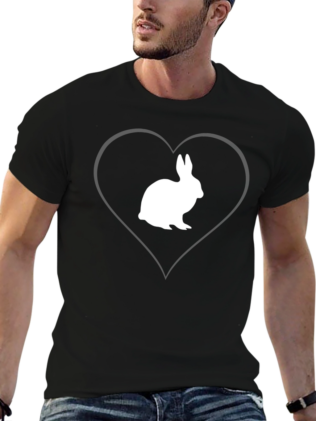 Rabbit Heart Graphic Tee - Mens Black T-Shirt