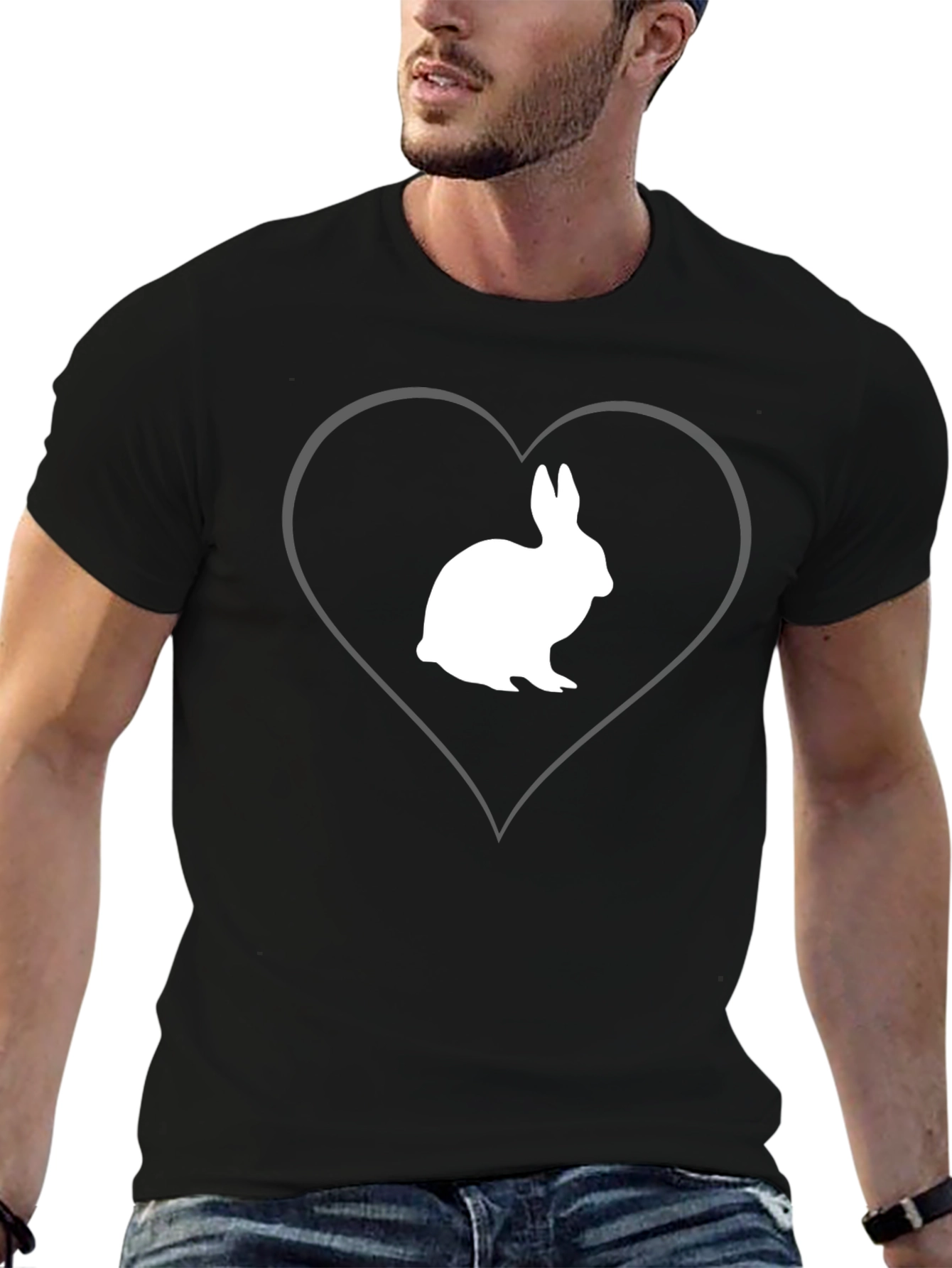 Rabbit Heart Graphic Tee - Mens Black T-Shirt