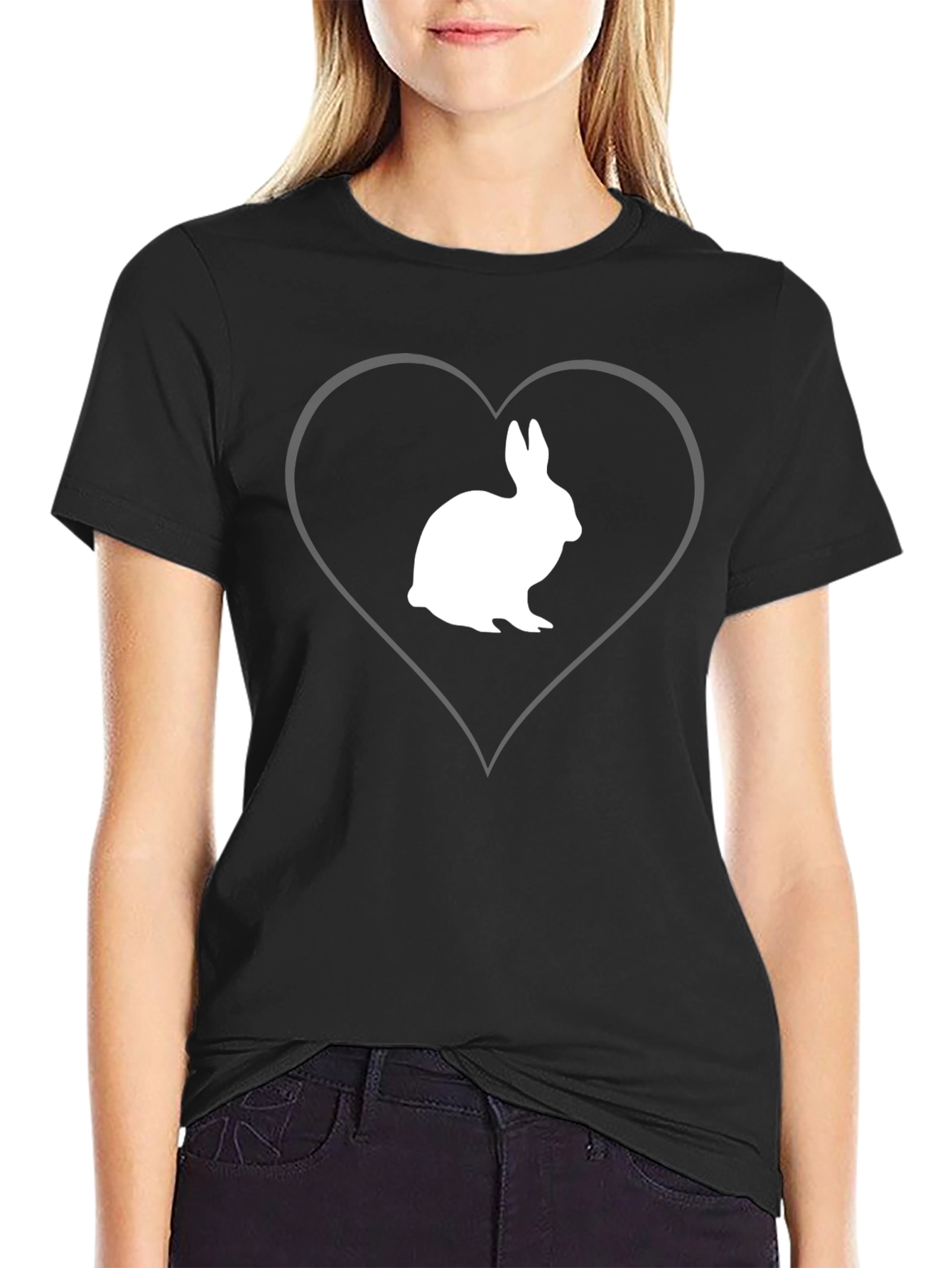 Rabbit Heart Graphic Tee - Mens Black T-Shirt