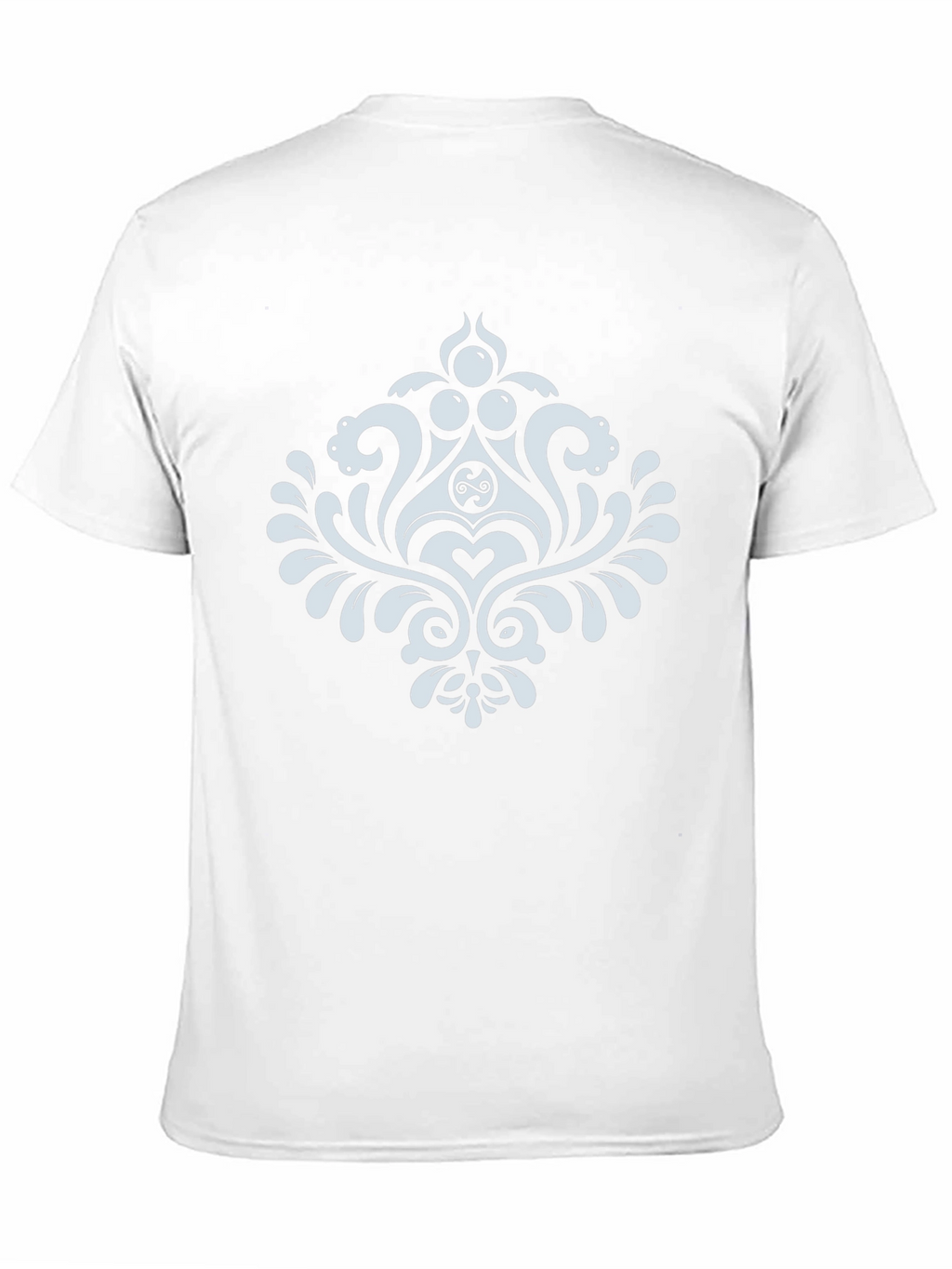 Elegant Black T-Shirt with White Damask Design