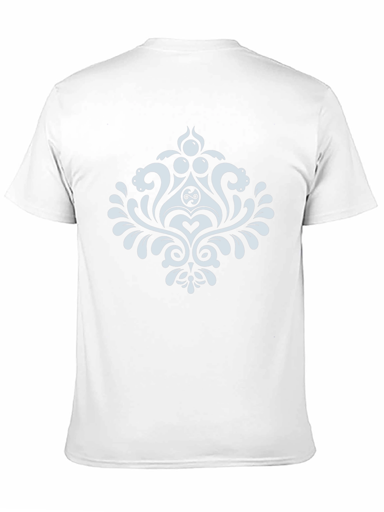 Elegant Black T-Shirt with White Damask Design