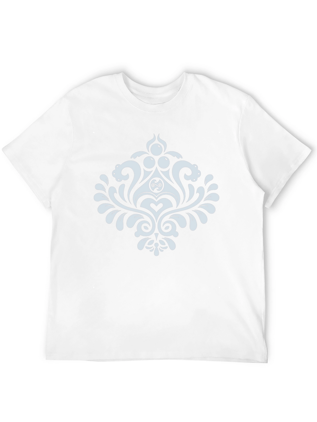 Elegant Black T-Shirt with White Damask Design