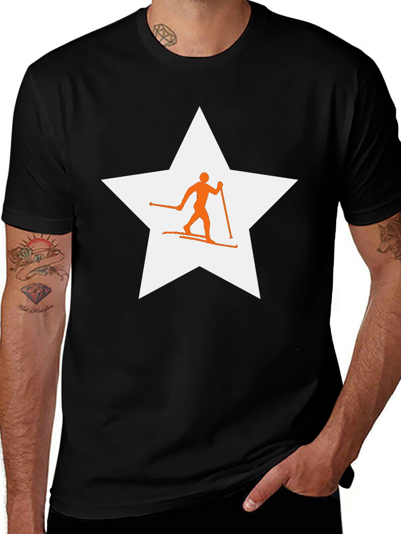 Ski Star Graphic Tee - Black Cotton Blend