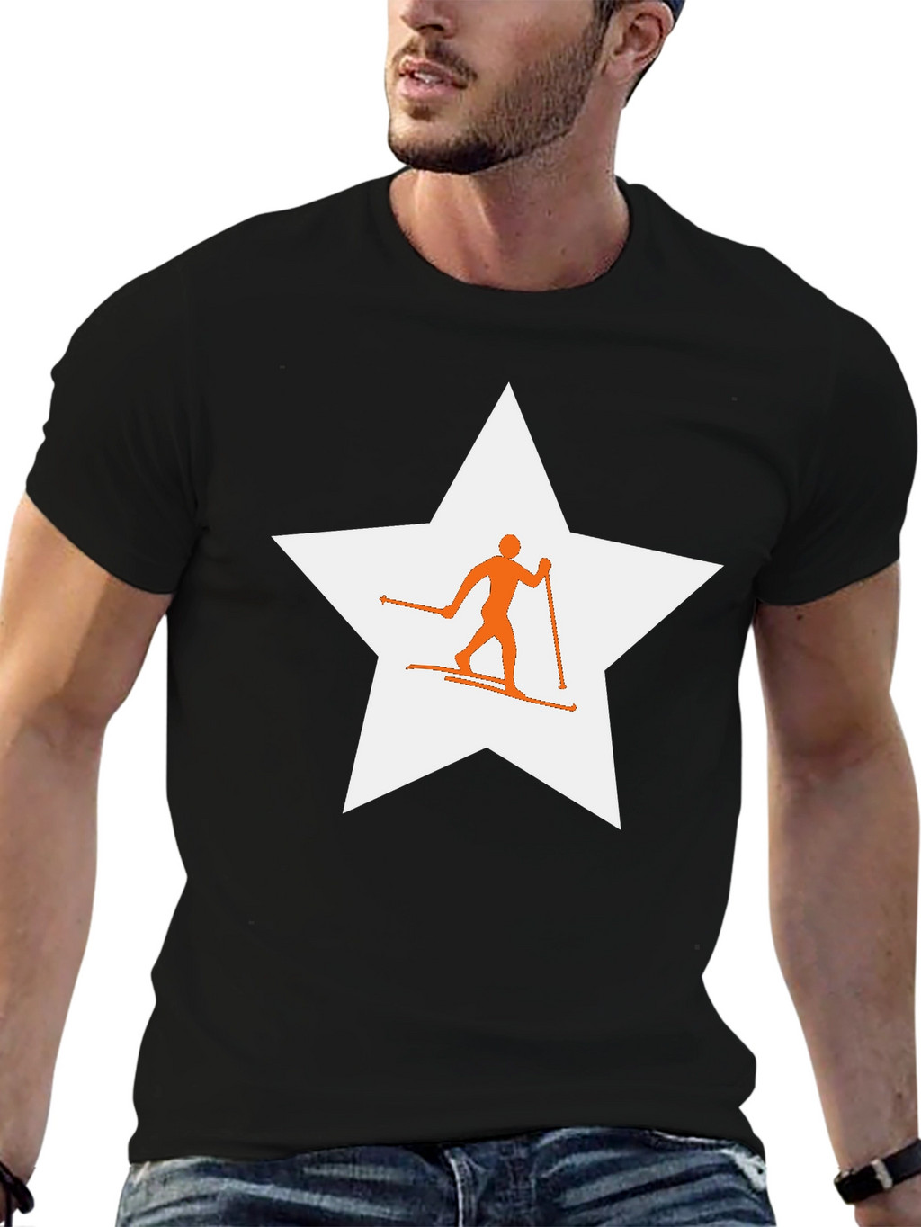 Ski Star Graphic Tee - Black Cotton Blend