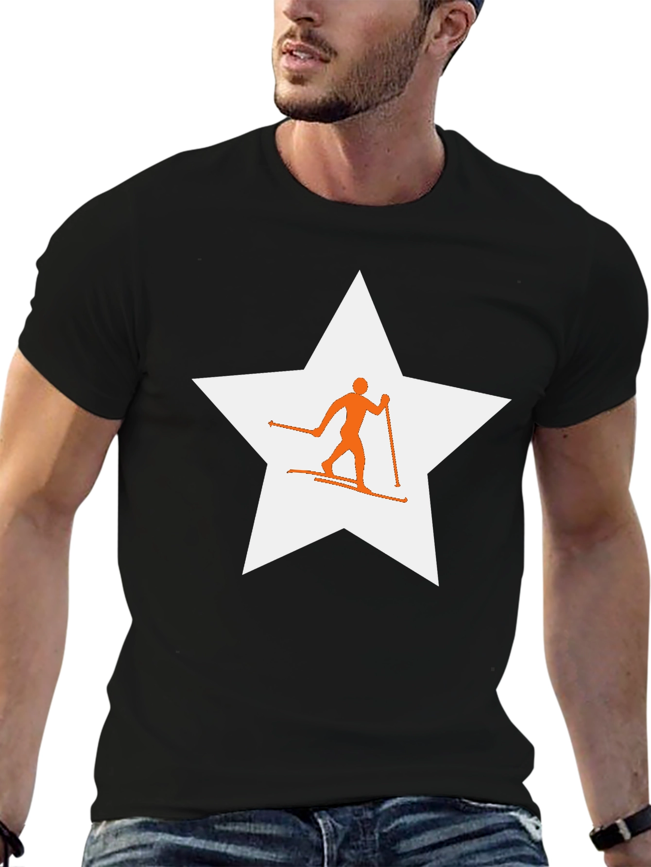 Ski Star Graphic Tee - Black Cotton Blend