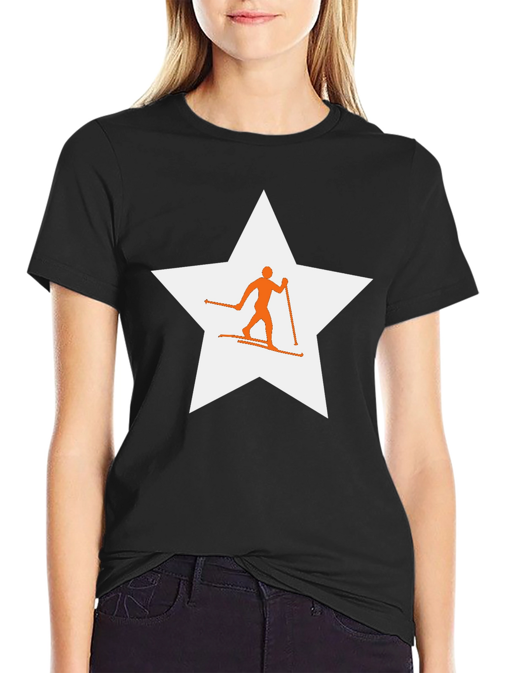 Ski Star Graphic Tee - Black Cotton Blend