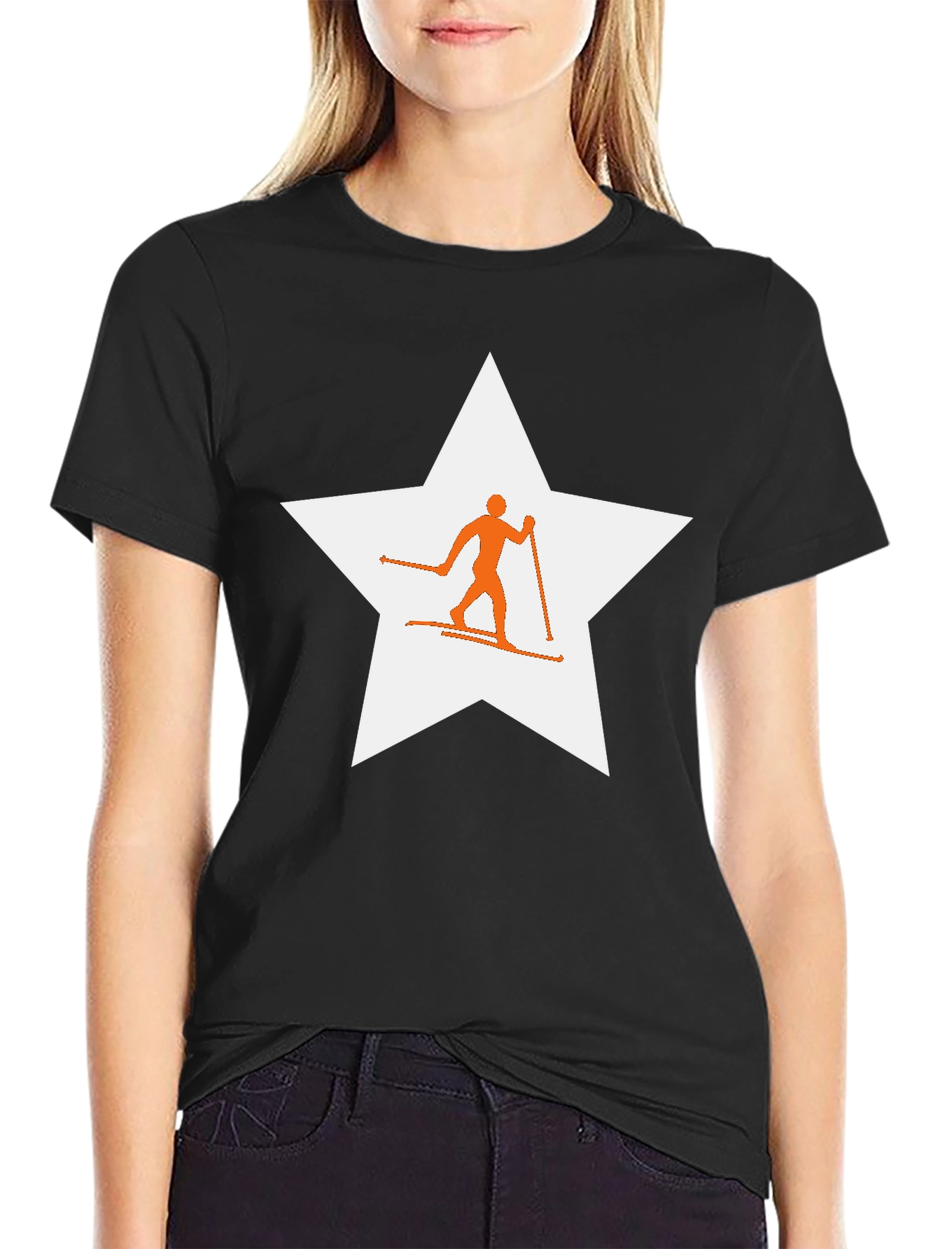 Ski Star Graphic Tee - Black Cotton Blend