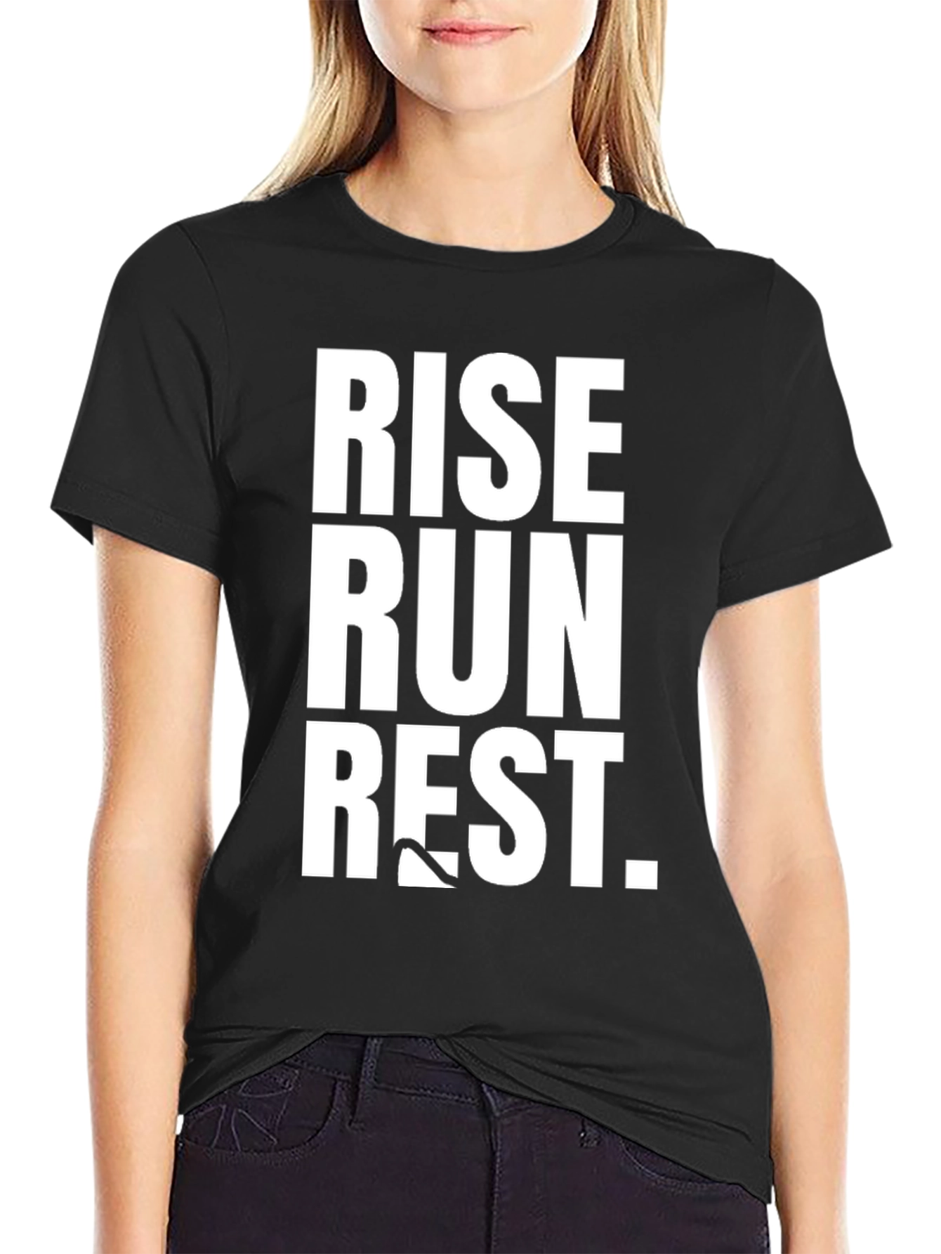 Rise Run Rest Graphic Tee - Black Cotton T-Shirt