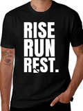 Rise Run Rest Graphic Tee - Black Cotton T-Shirt