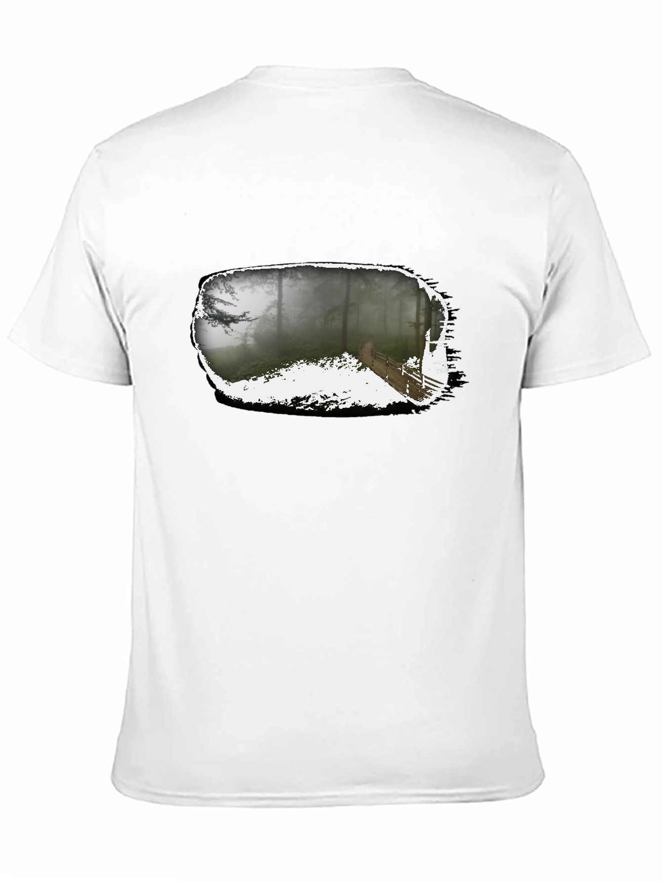 Foggy Forest Trail Black Graphic Tee