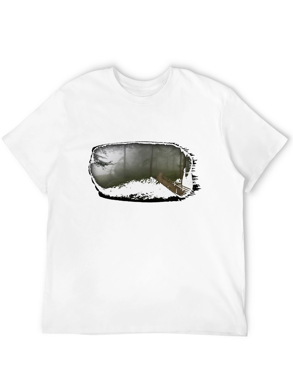 Foggy Forest Trail Black Graphic Tee