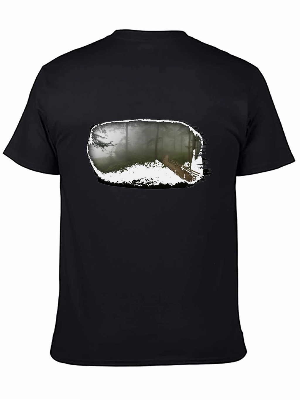 Foggy Forest Trail Black Graphic Tee