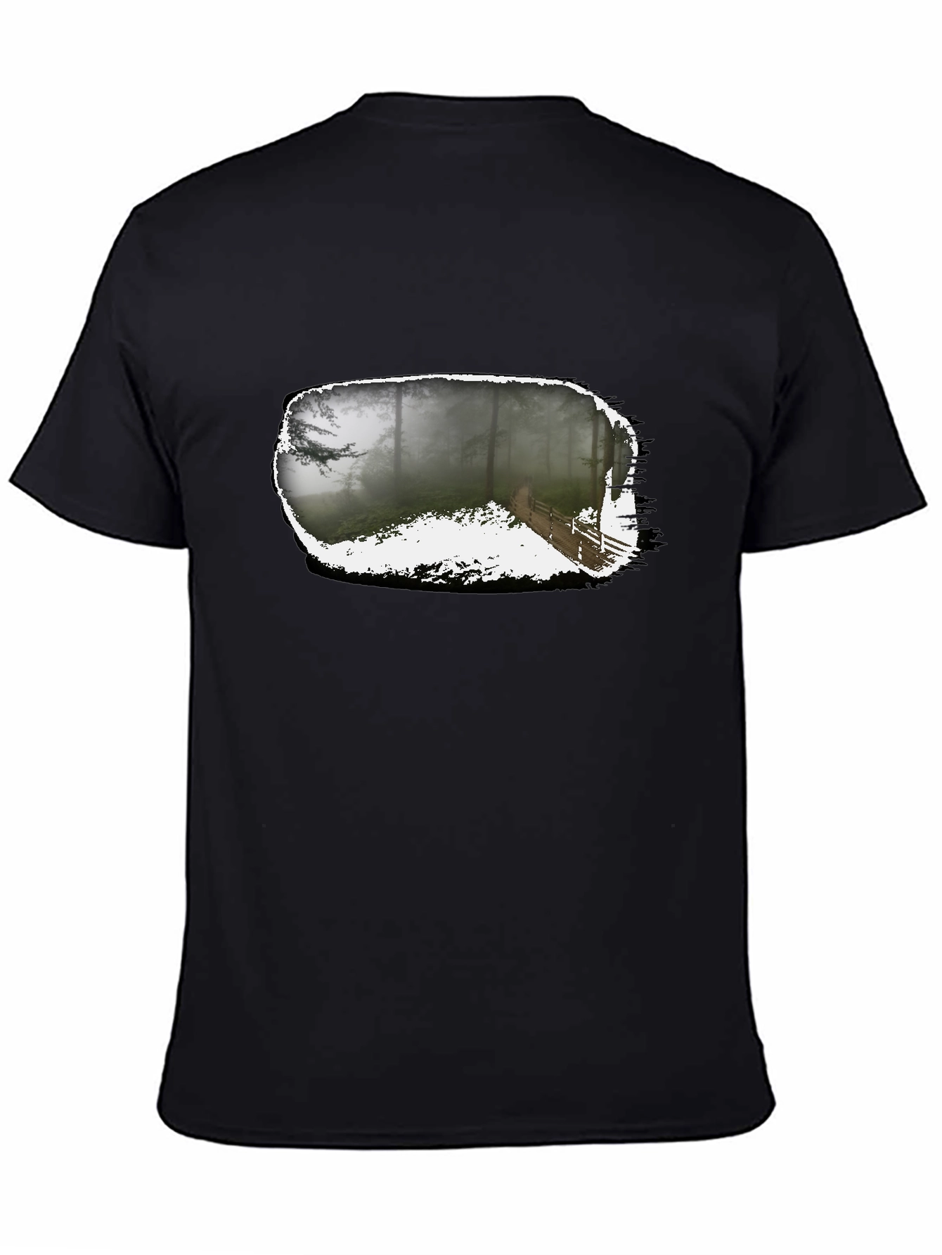Foggy Forest Trail Black Graphic Tee
