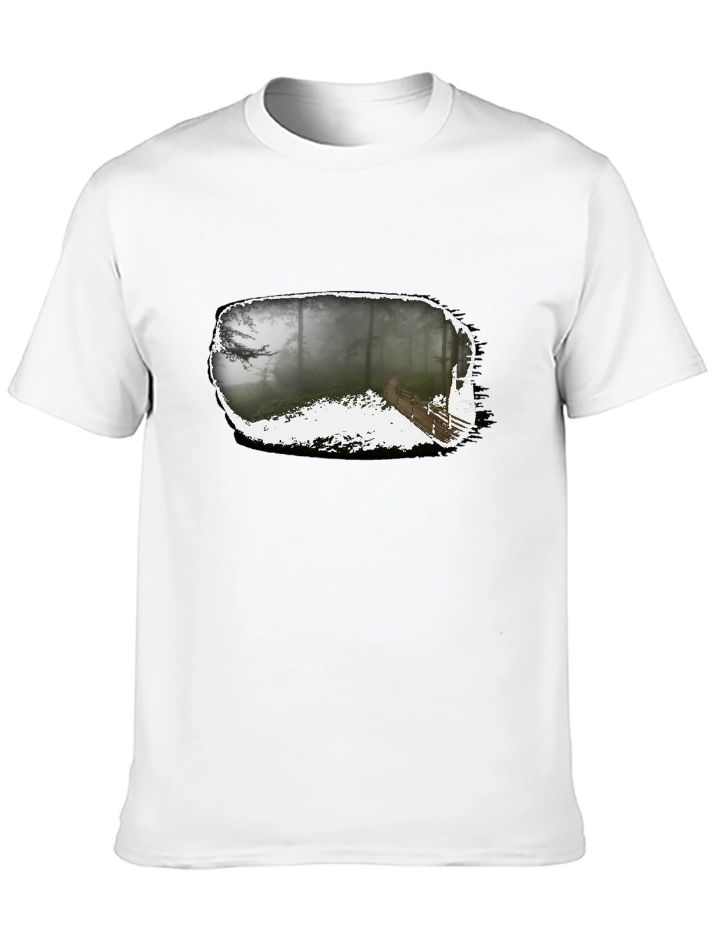 Foggy Forest Trail Black Graphic Tee