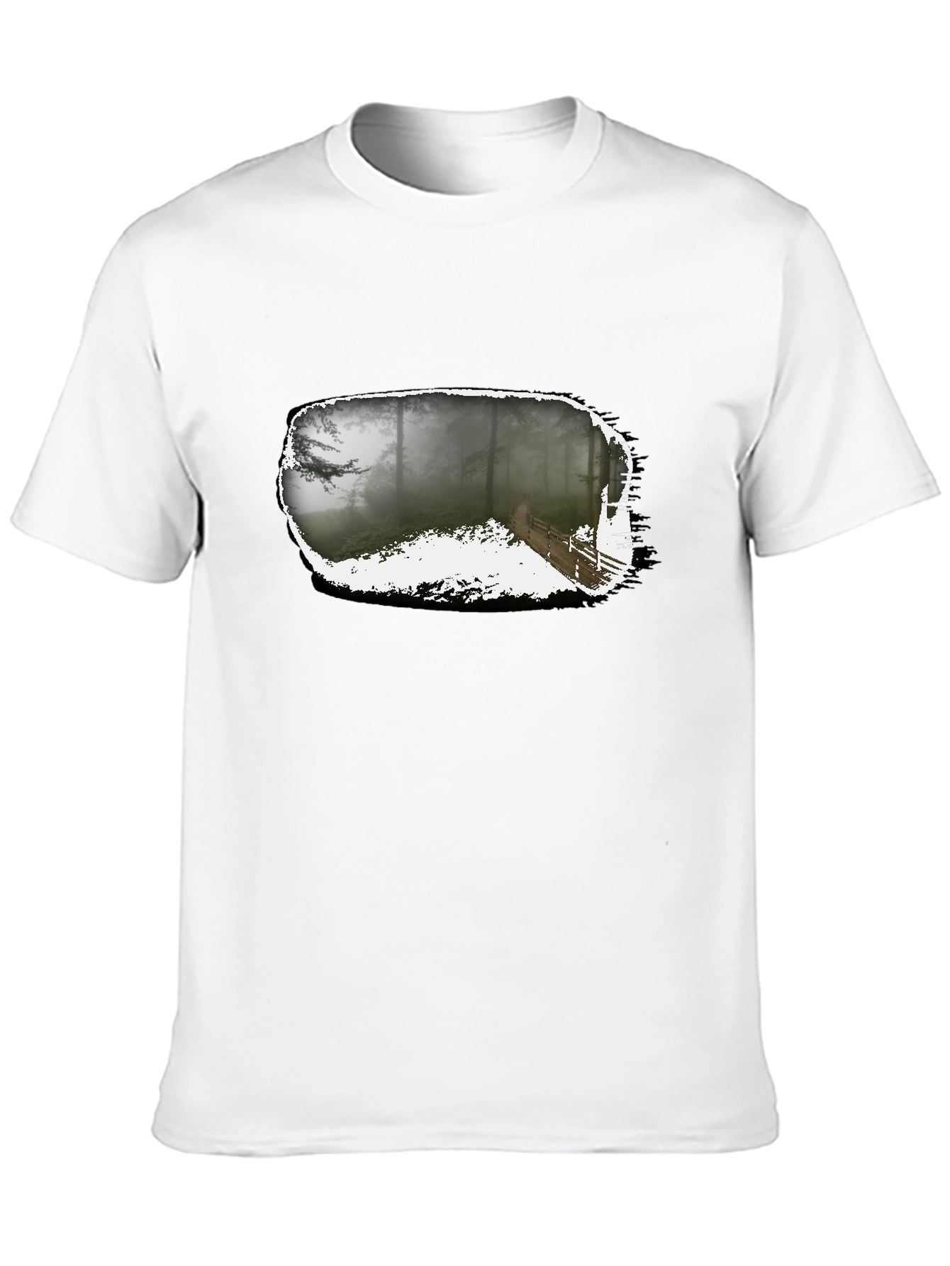 Foggy Forest Trail Black Graphic Tee