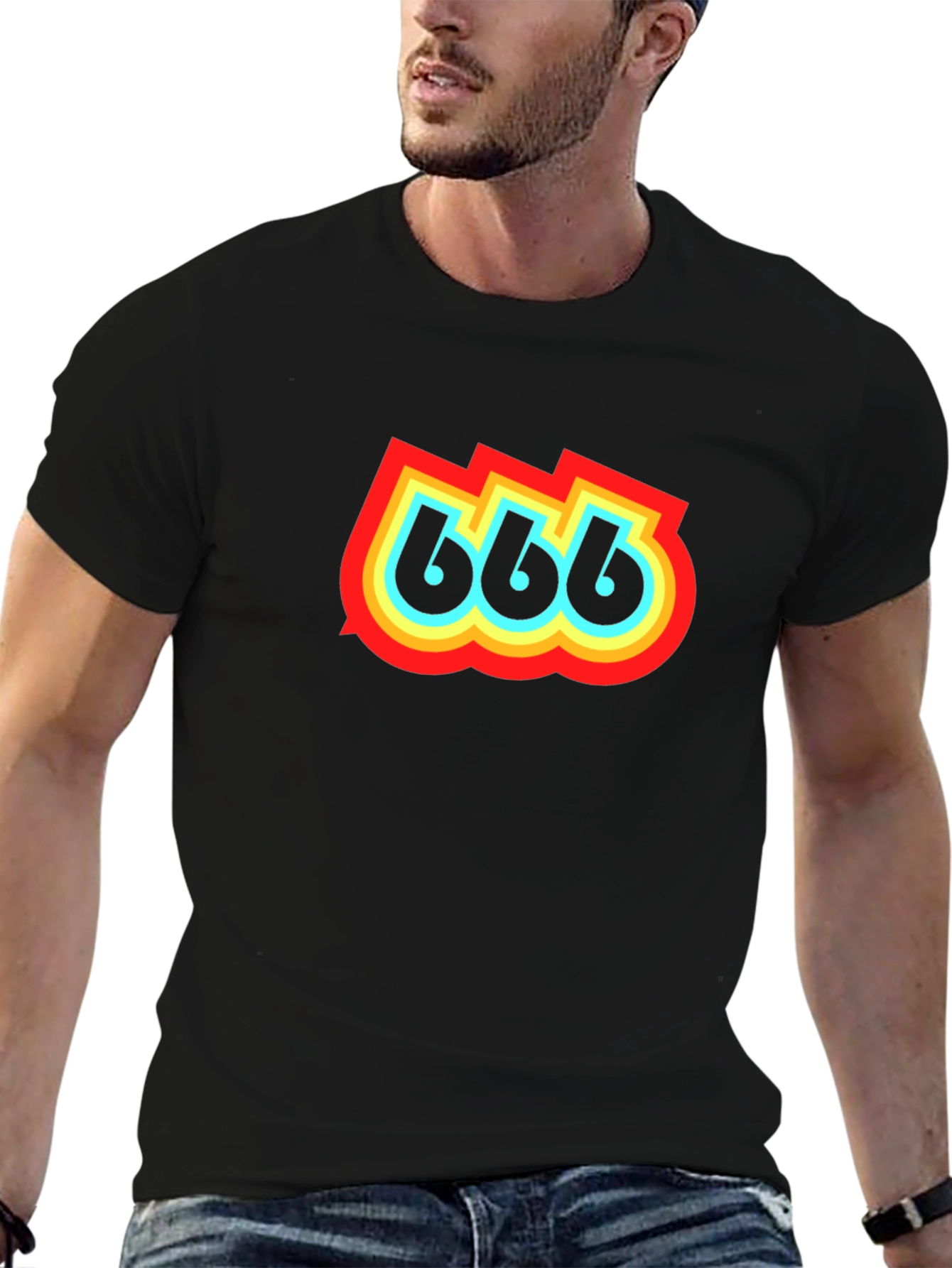Retro 666 Graphic Print Black T-Shirt