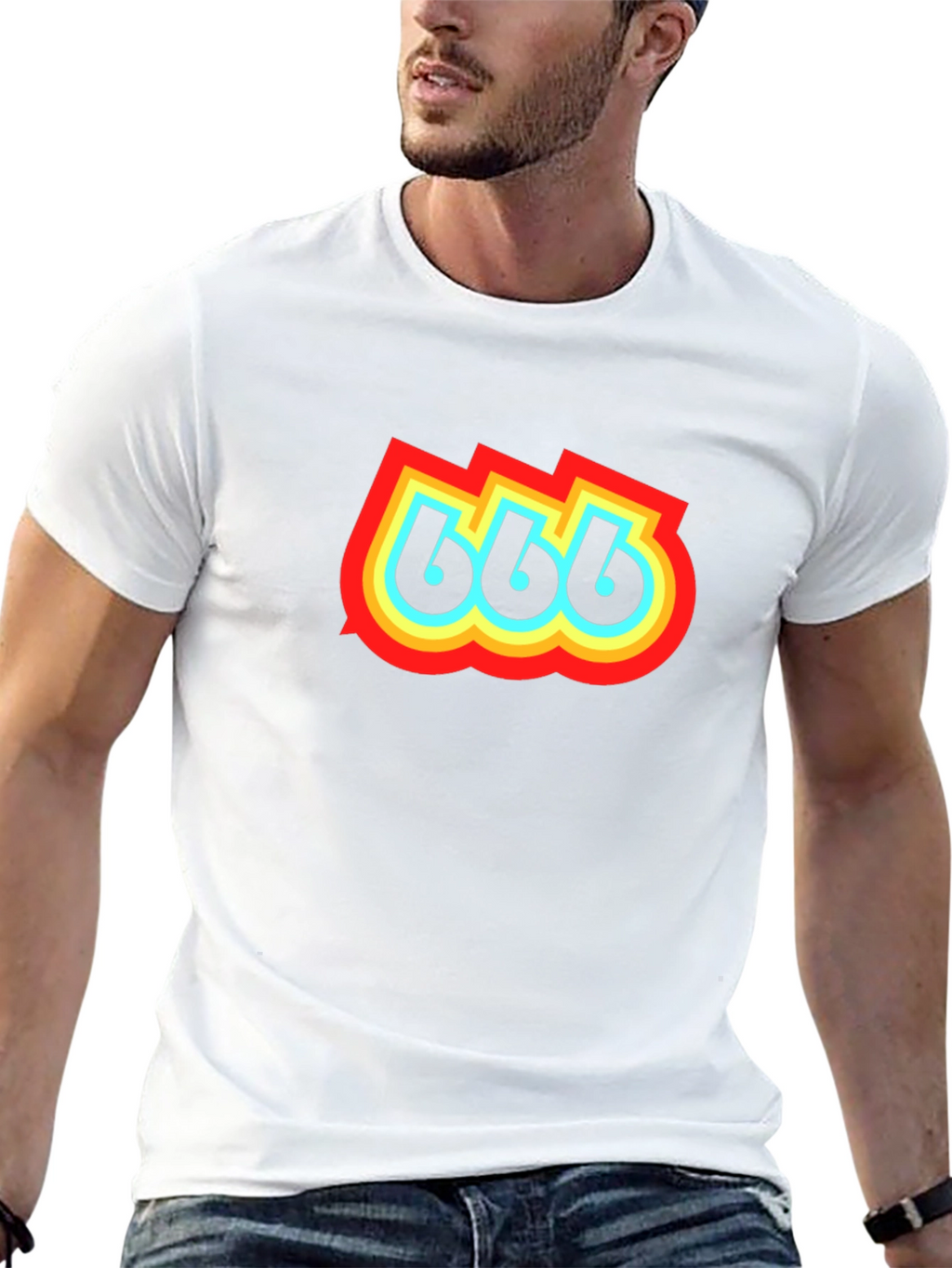 Retro 666 Graphic Print Black T-Shirt