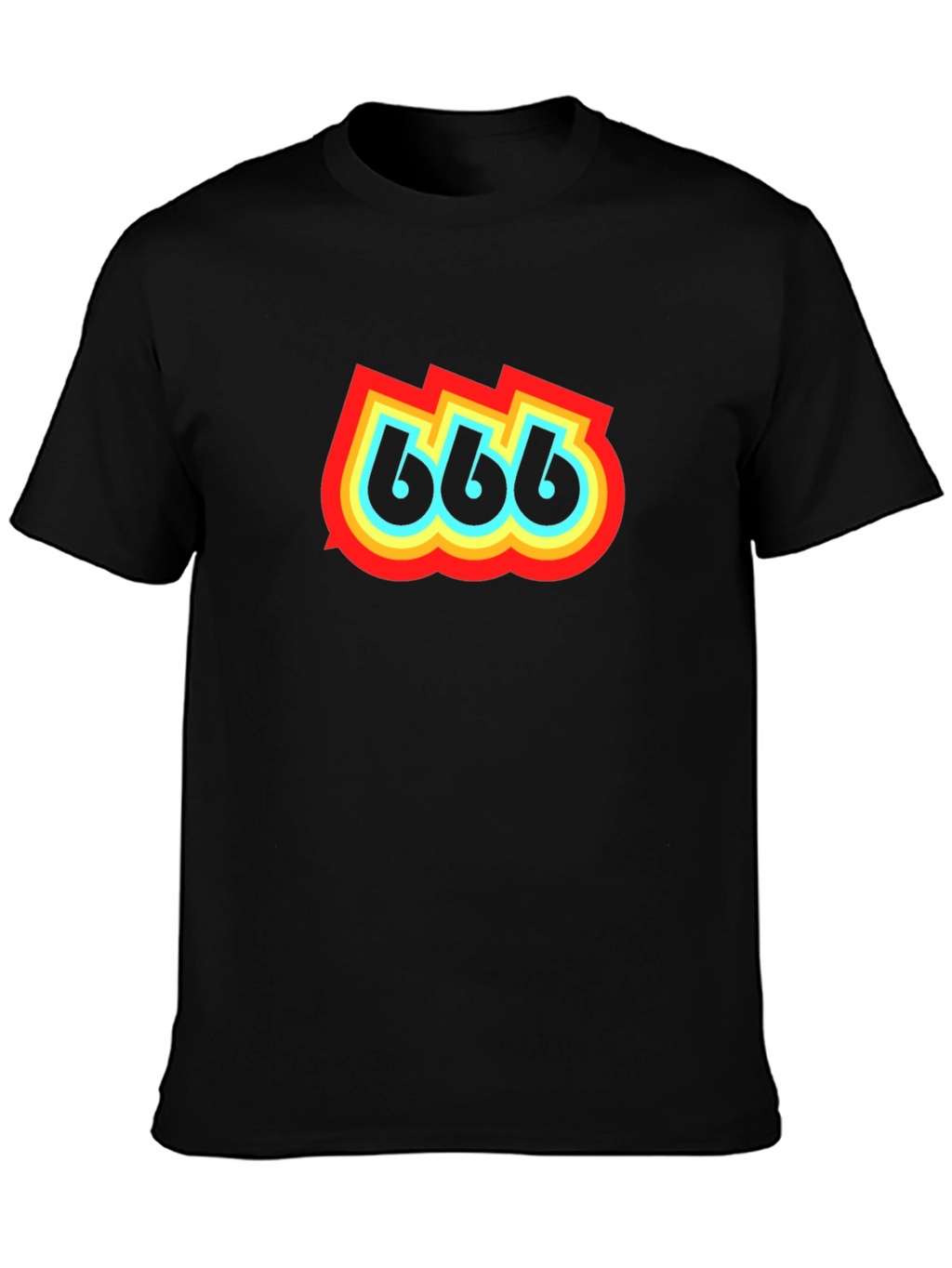 Retro 666 Graphic Print Black T-Shirt