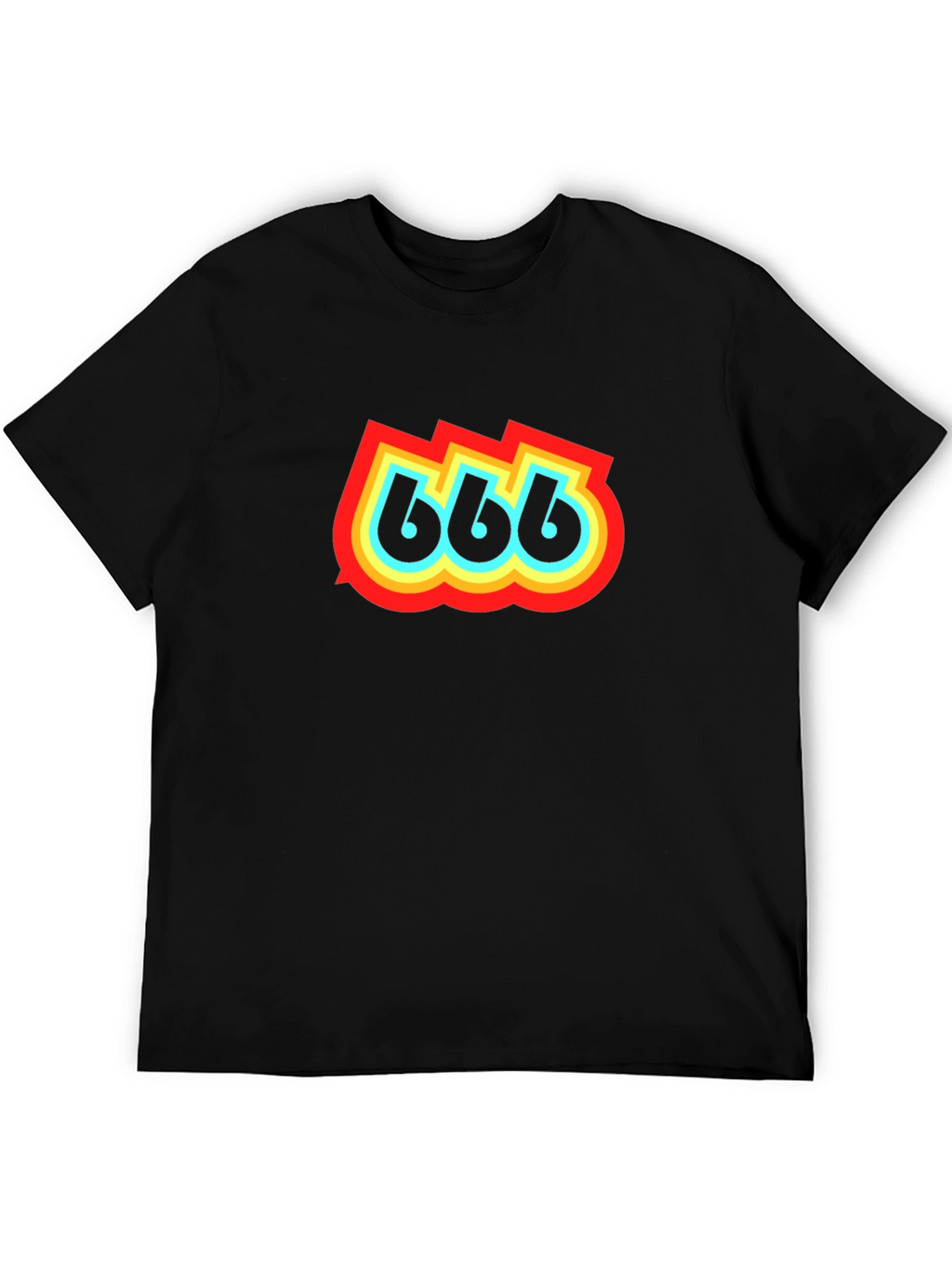 Retro 666 Graphic Print Black T-Shirt