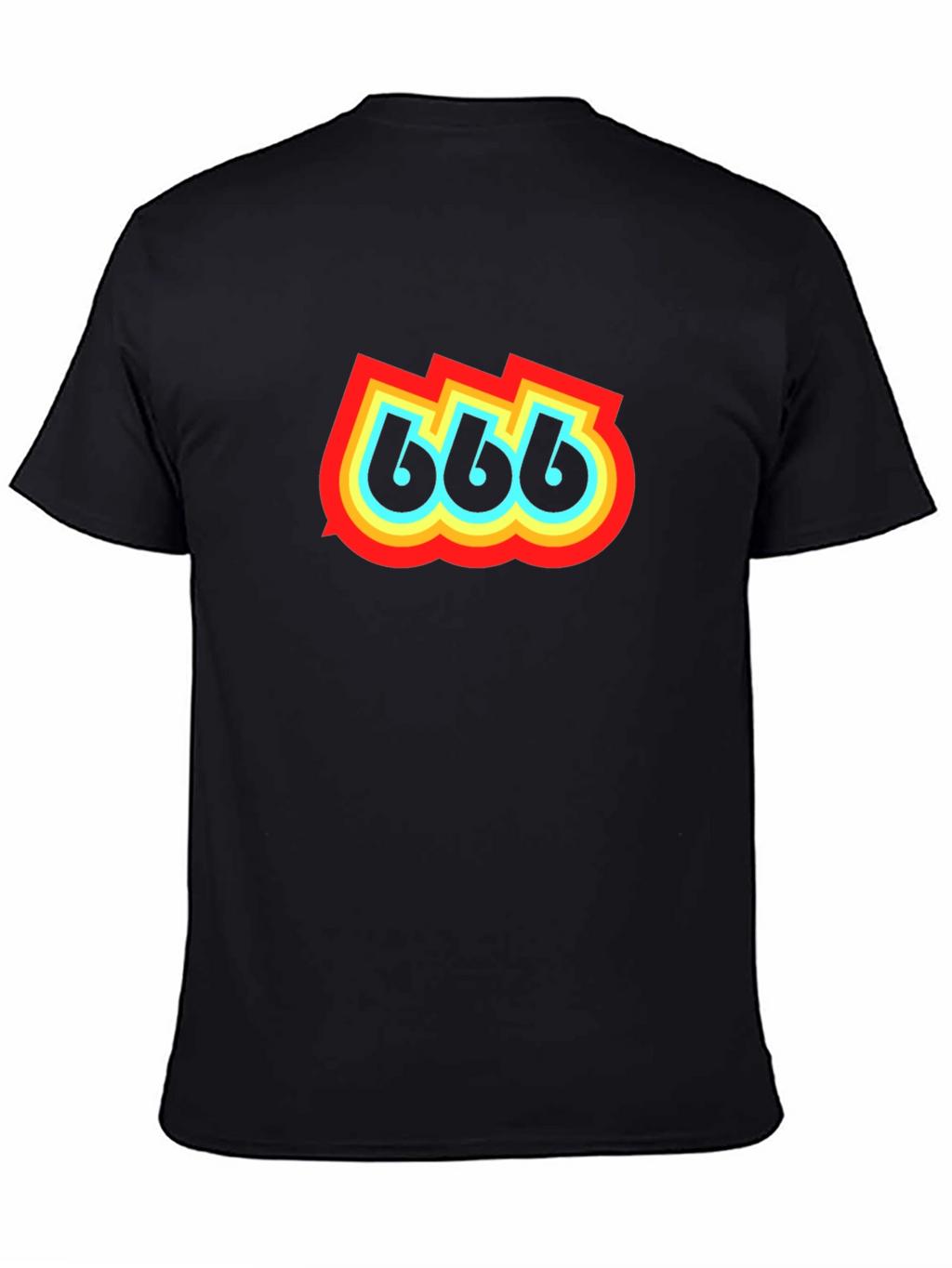 Retro 666 Graphic Print Black T-Shirt