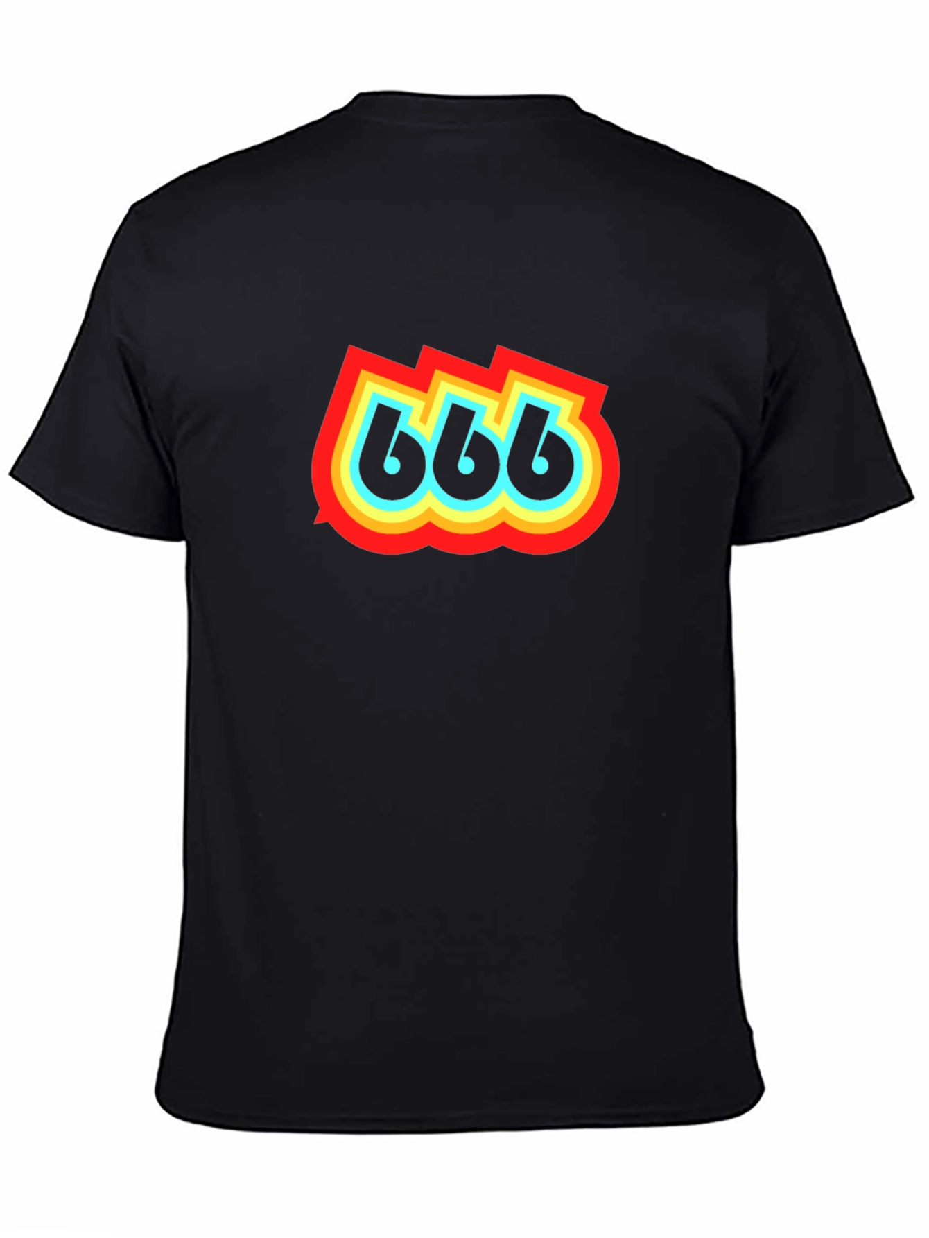 Retro 666 Graphic Print Black T-Shirt