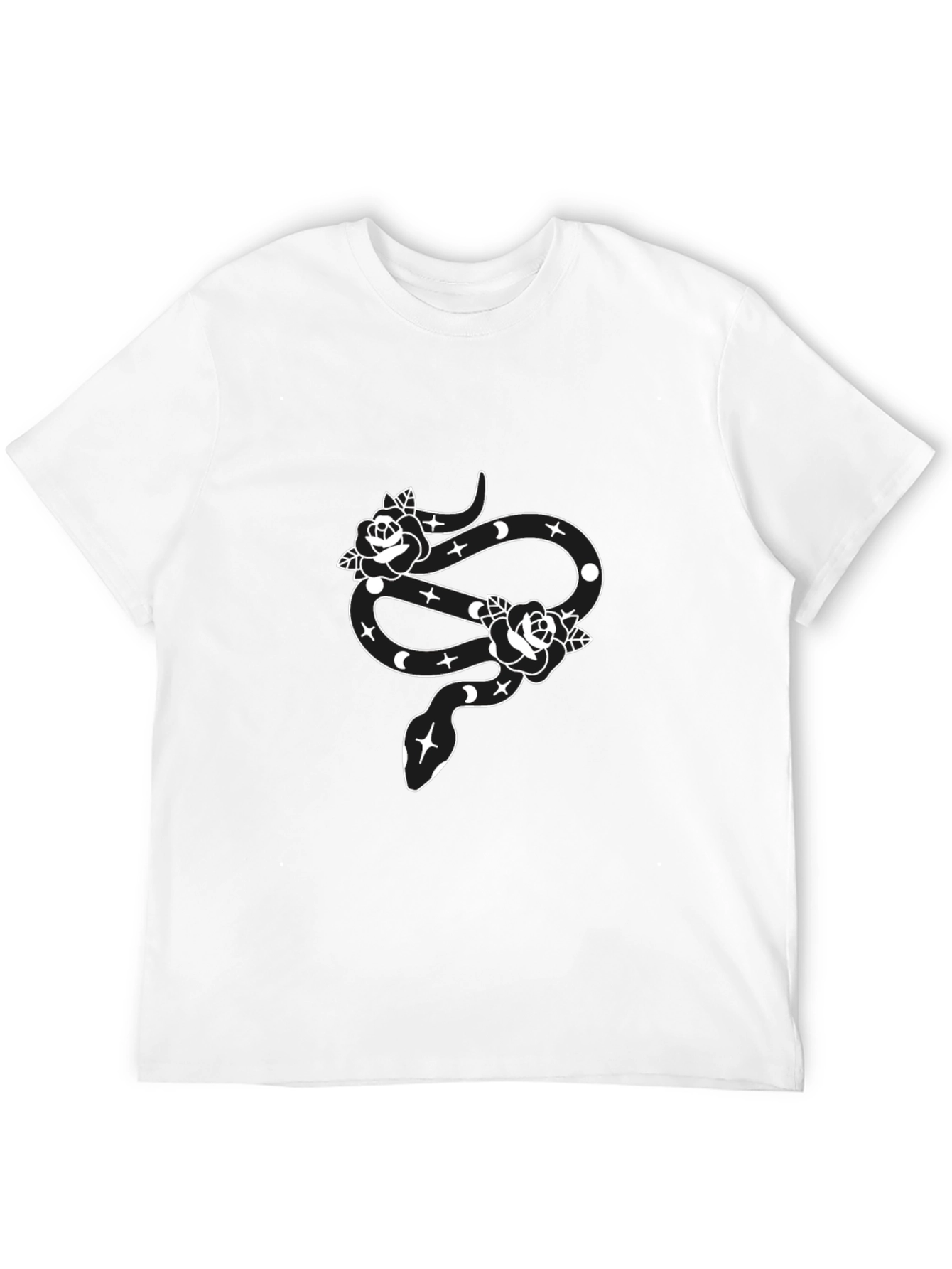 Snake & Roses Graphic Black T-Shirt