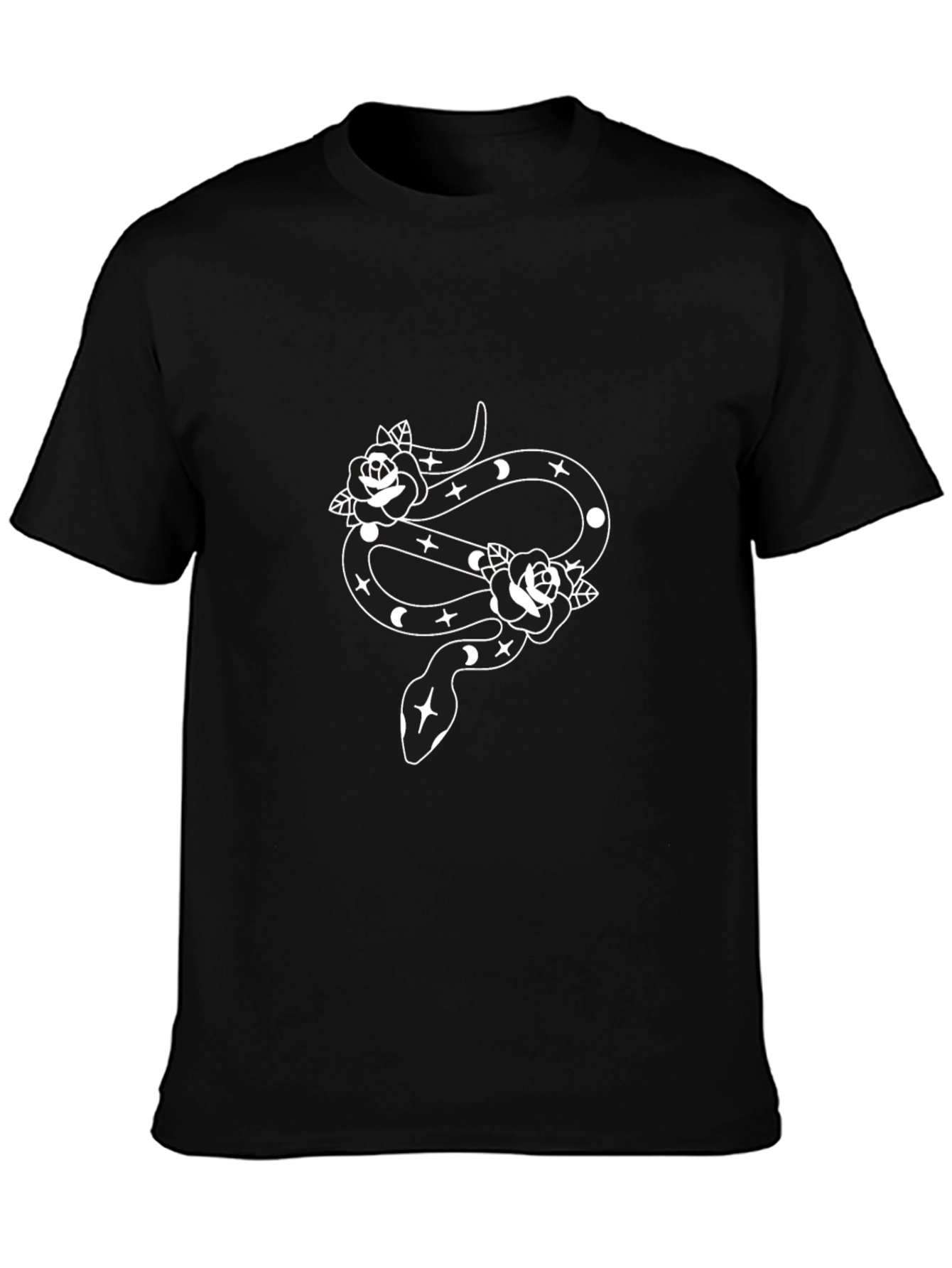 Snake & Roses Graphic Black T-Shirt